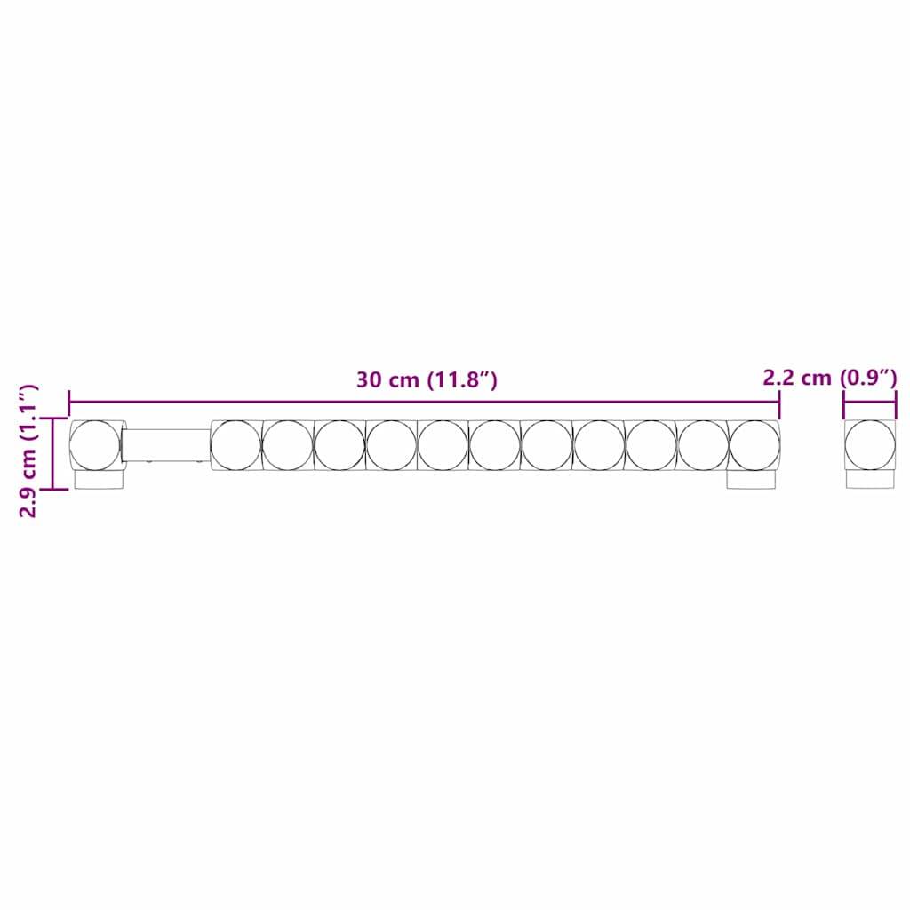 Diagramm zur Darstellung der Abmessungen eines Objekts: Länge 30 cm (11,8