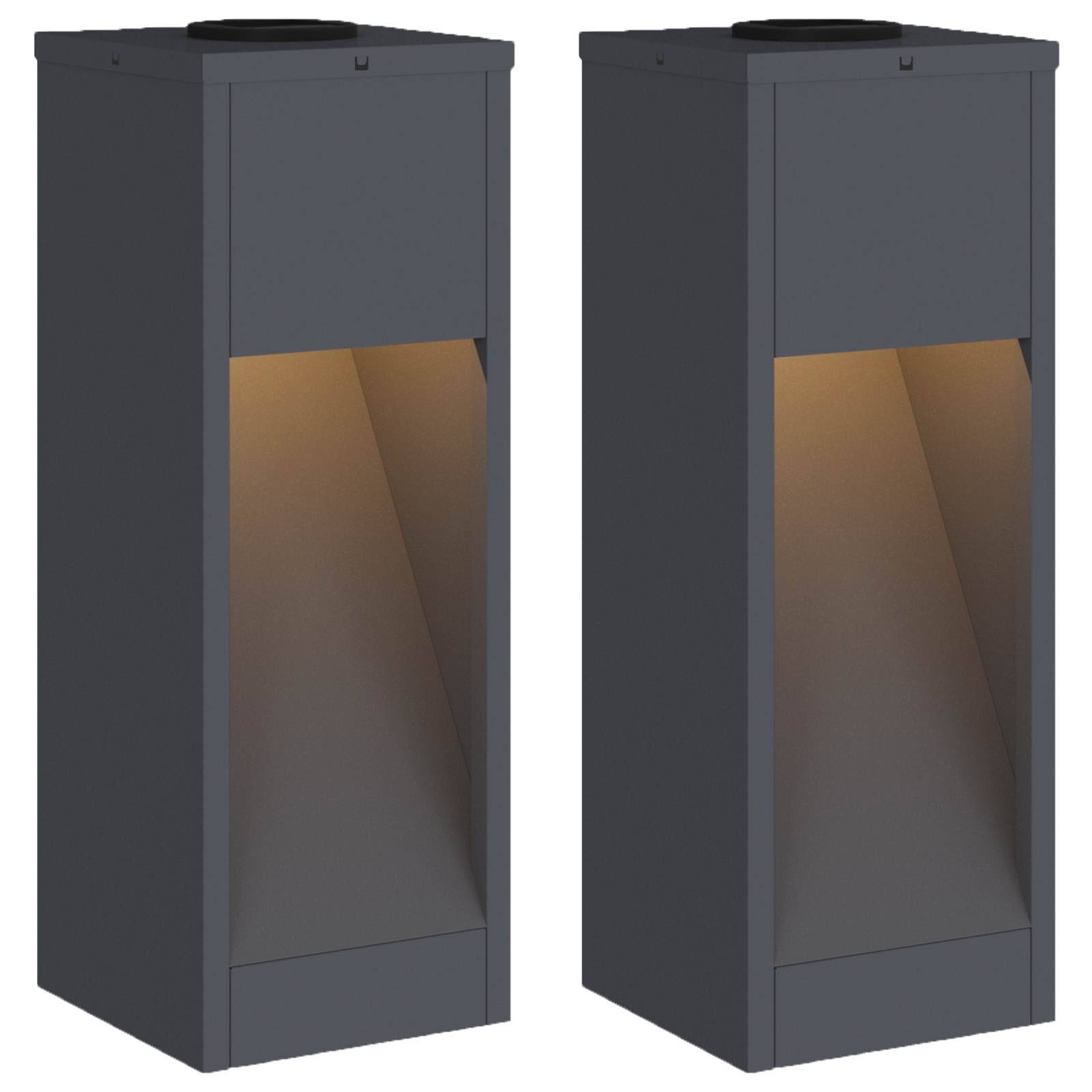 vidaXL Solar LED Wegeleuchte 2 pcs Anthrazit Kalt gewalzter Stahl