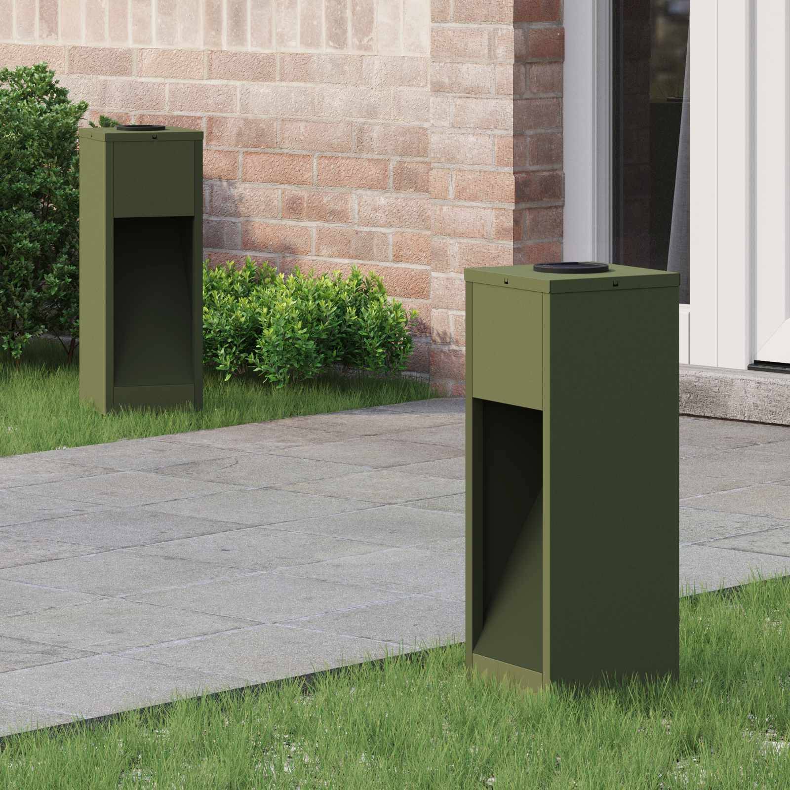 vidaXL Solar LED Wegeleuchte 2 pcs Olive Grün Kalt gewalzter Stahl