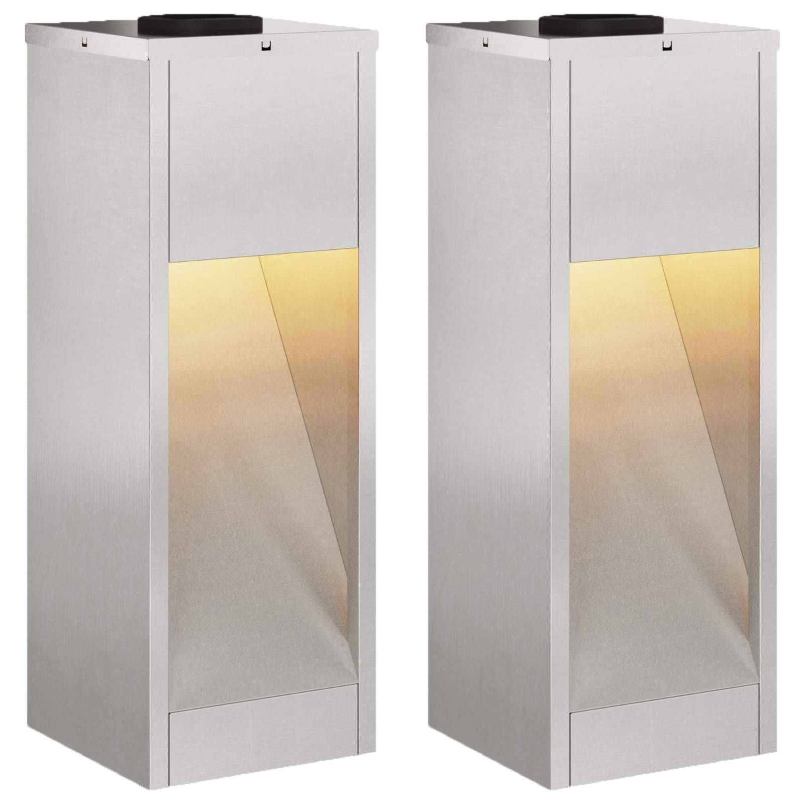 vidaXL Solar LED Wegeleuchte 2 pcs Silber Edelstahl