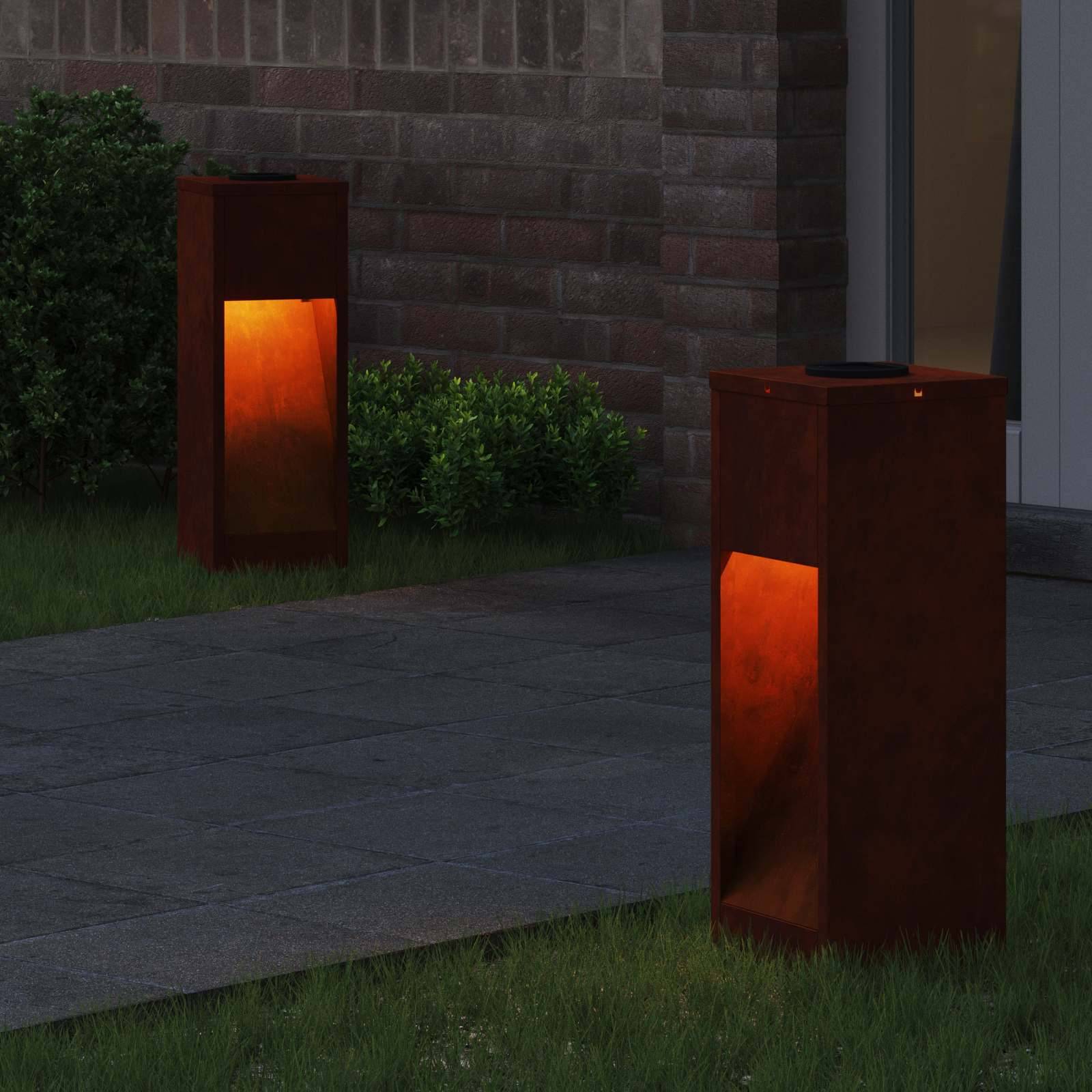 vidaXL Solar LED Wegeleuchte 2 pcs Bronze Wetterfeststahl