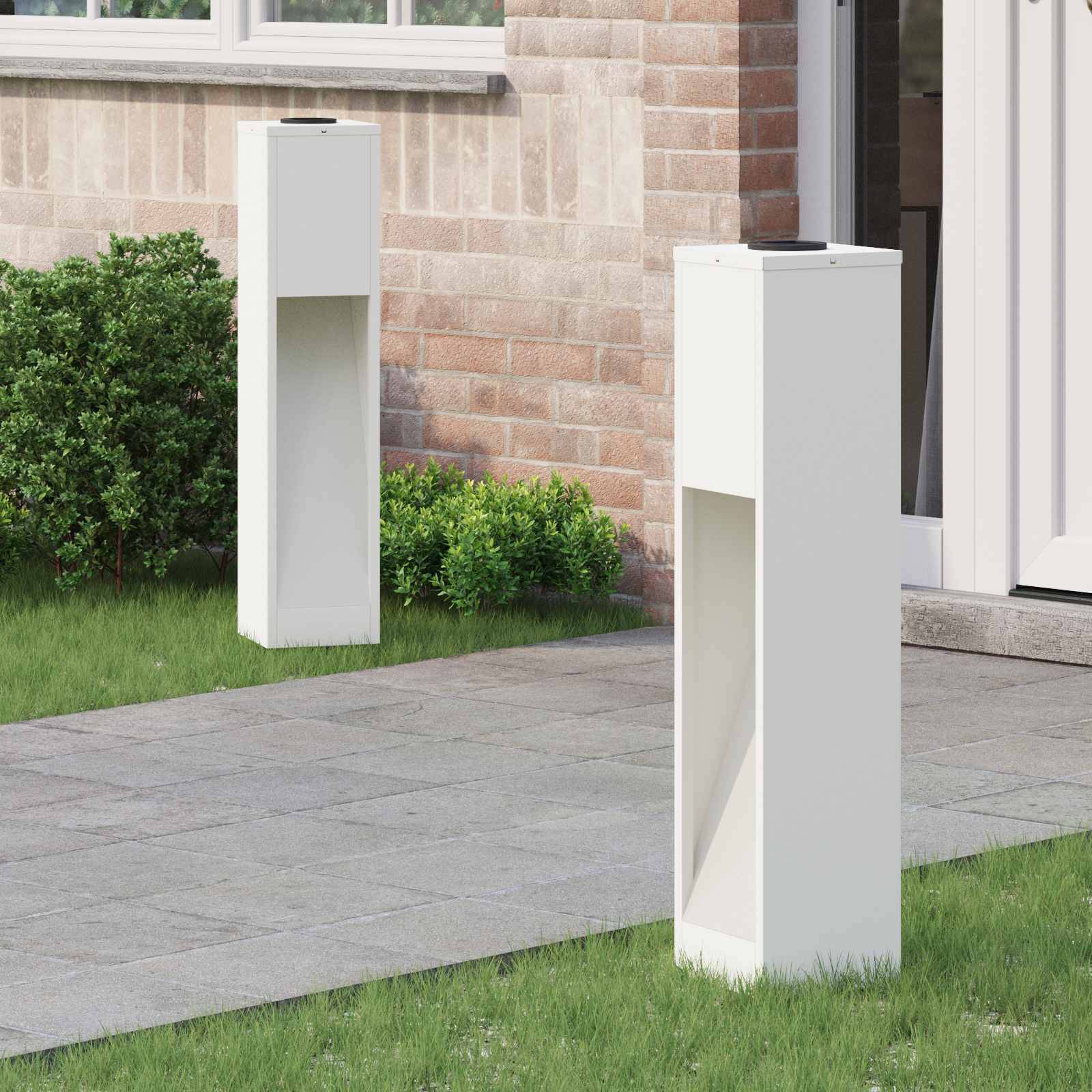 vidaXL Solar LED Wegeleuchte 2 pcs Weiß Kalt gewalzter Stahl