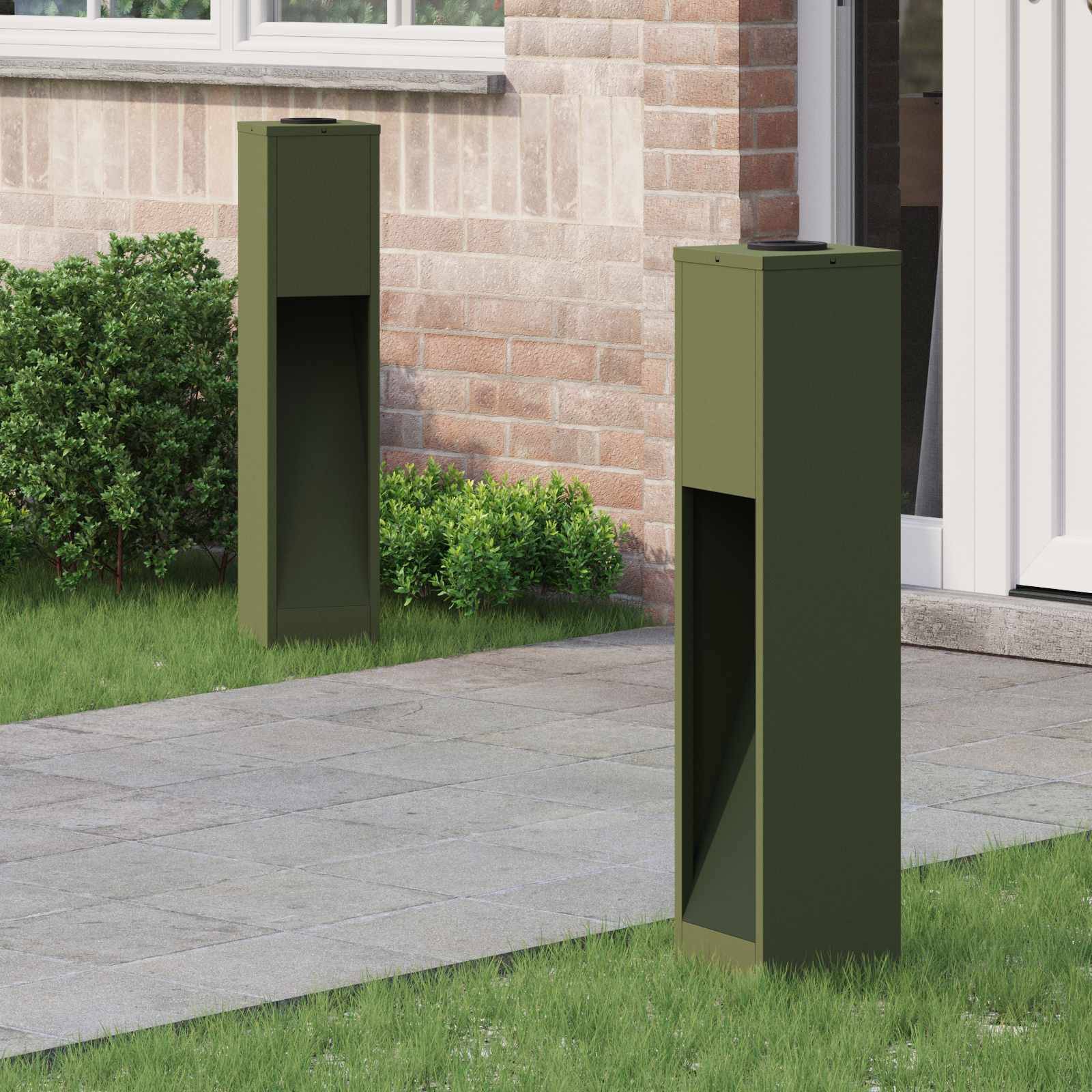 vidaXL Solar LED Wegeleuchte 2 pcs Olive Grün Kalt gewalzter Stahl