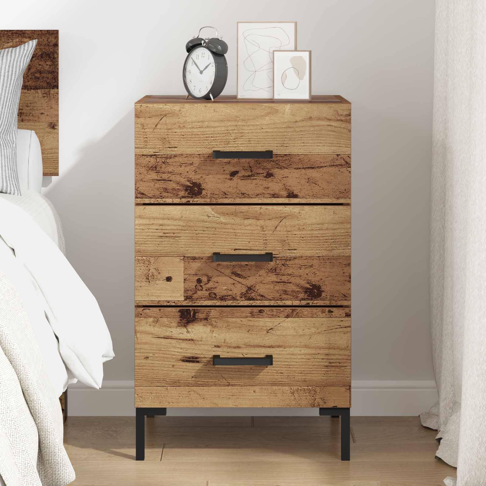 vidaXL Nachttisch mit Schubladen Altholz 40 x 40 x 66 cm Holzwerkstoff