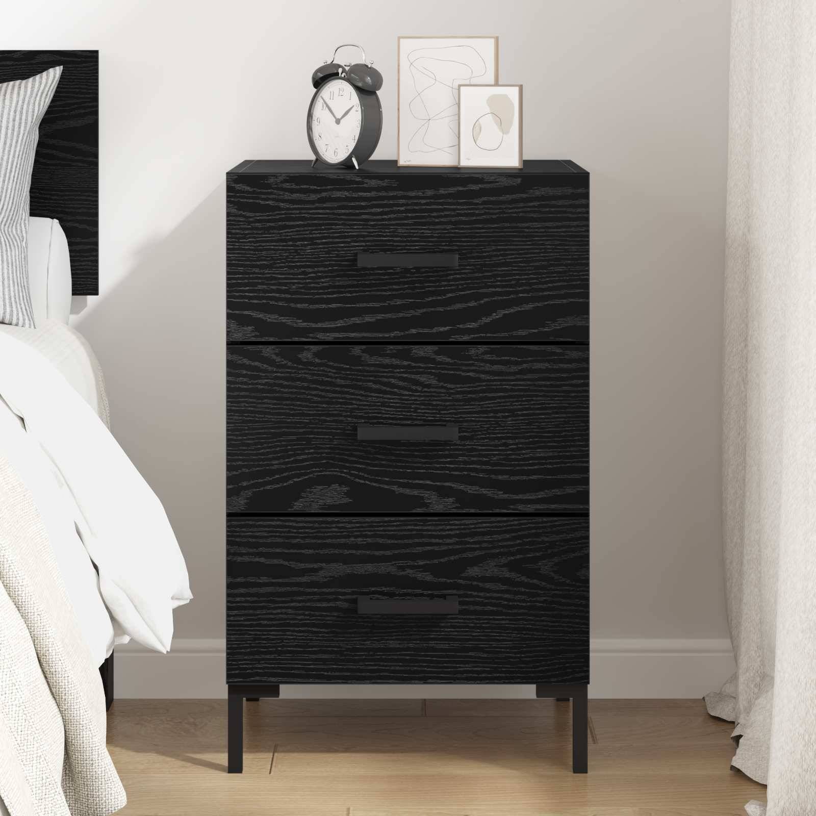 vidaXL Nachttisch Schwarz Eichen-Optik 40 x 40 x 66 cm Holzwerkstoff