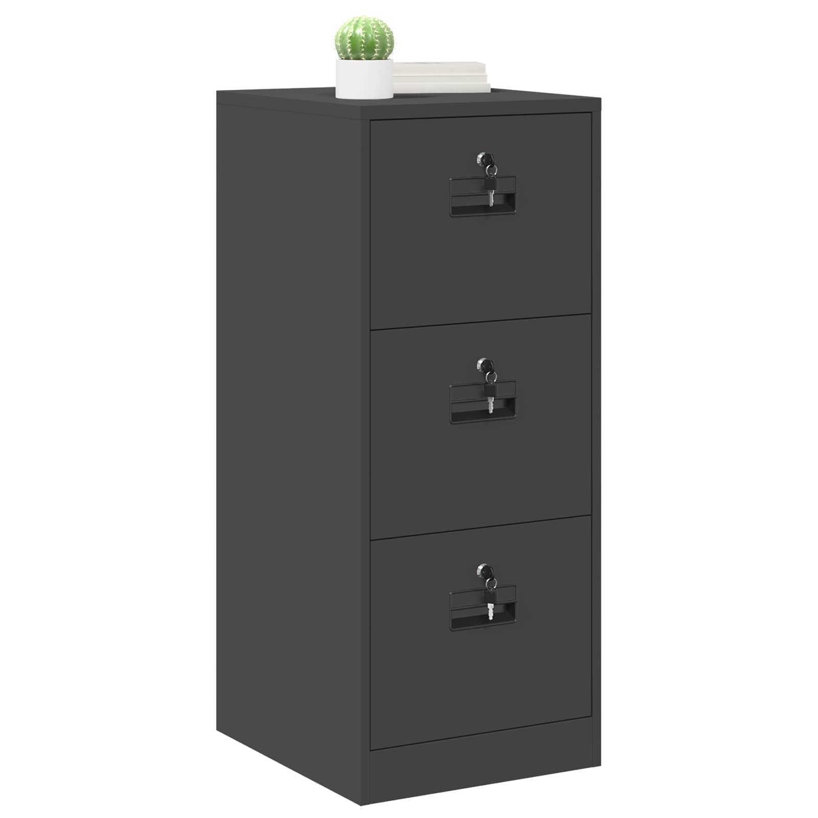 vidaXL Aktenschrank Schwarz 44 x 50 x 106,5 cm Kaltgewalzter Stahl