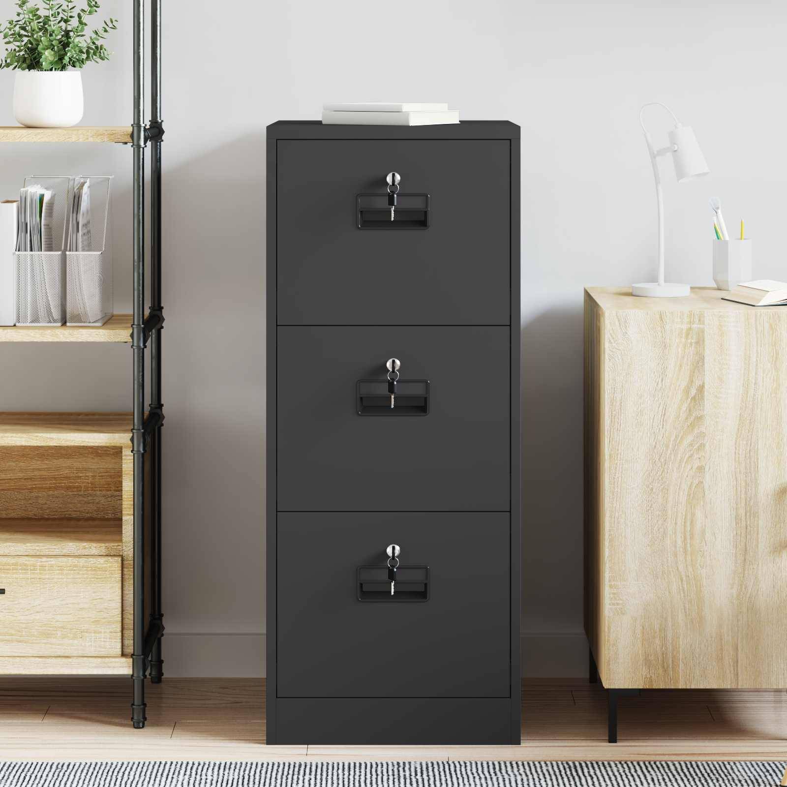vidaXL Aktenschrank Schwarz 44 x 50 x 106,5 cm Kaltgewalzter Stahl