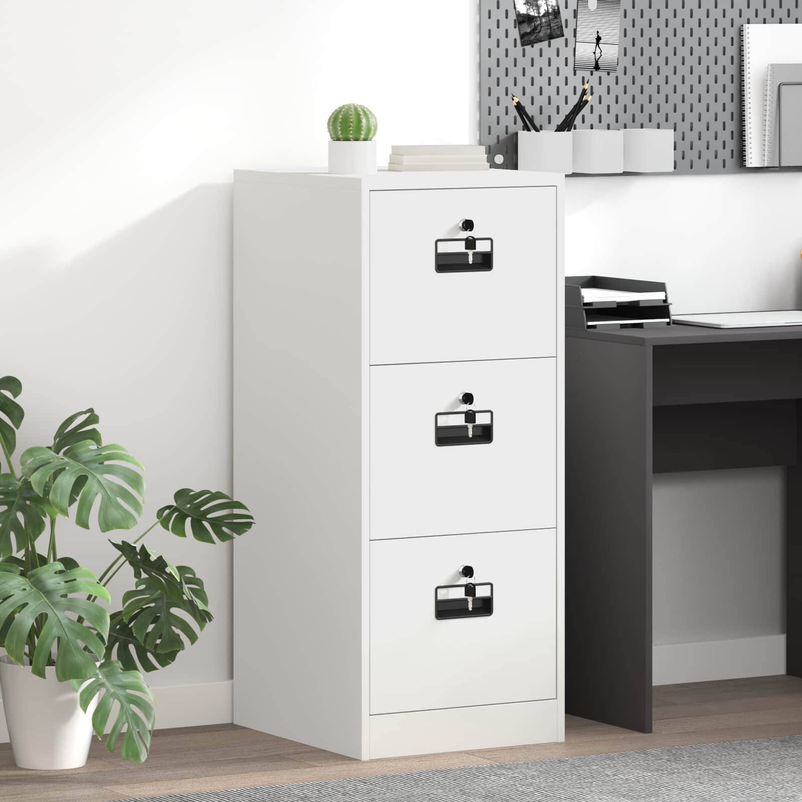 vidaXL Aktenschrank Weiß 44 x 50 x 106,5 cm Kaltgewalzter Stahl