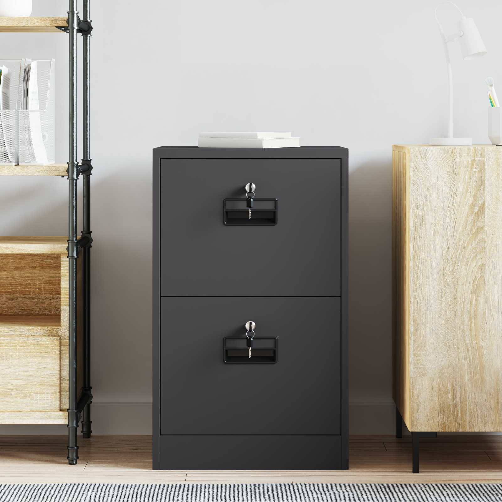vidaXL Aktenschrank Schwarz 45,5 x 42 x 74,5 cm Kaltgewalzter Stahl