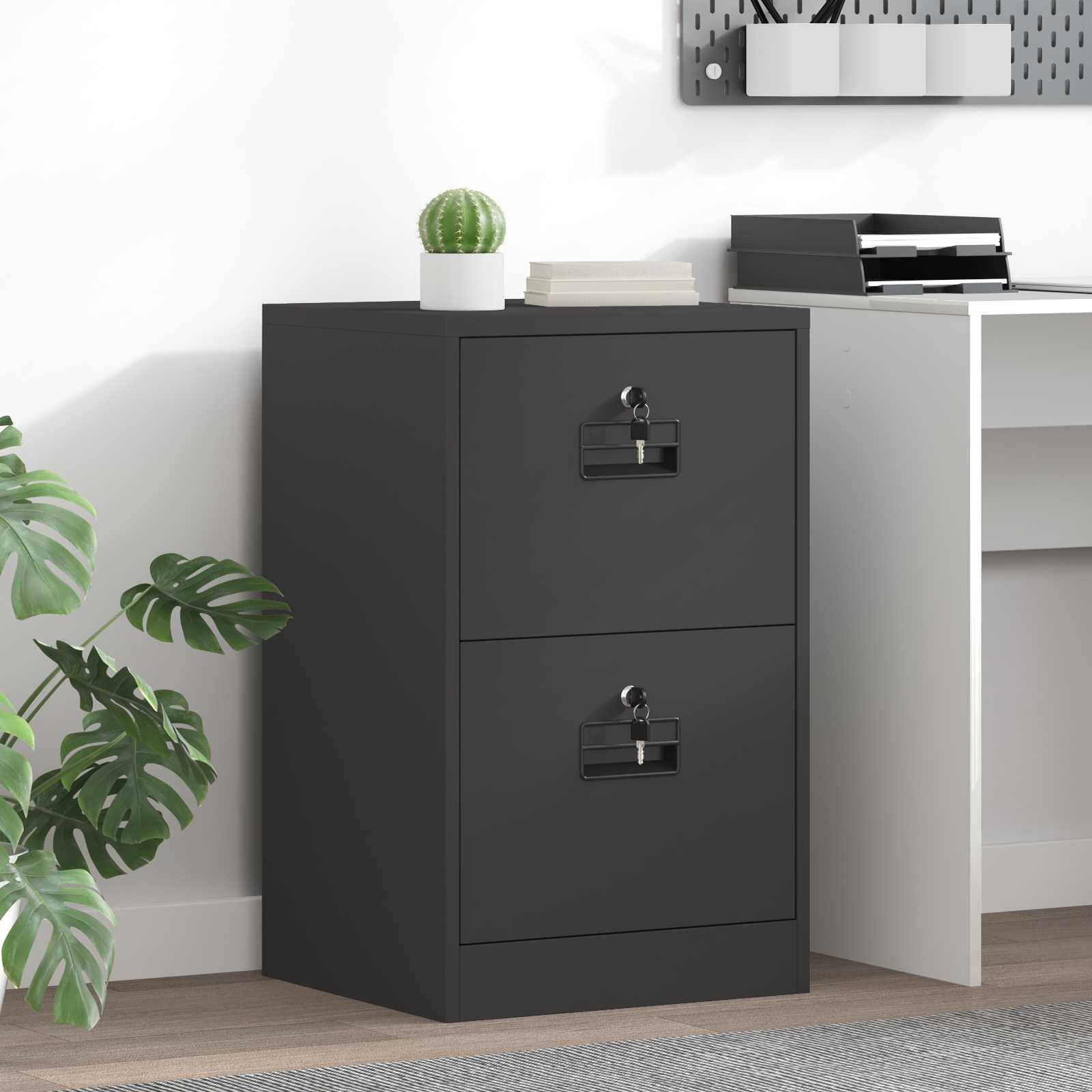 vidaXL Aktenschrank Schwarz 45,5 x 42 x 74,5 cm Kaltgewalzter Stahl