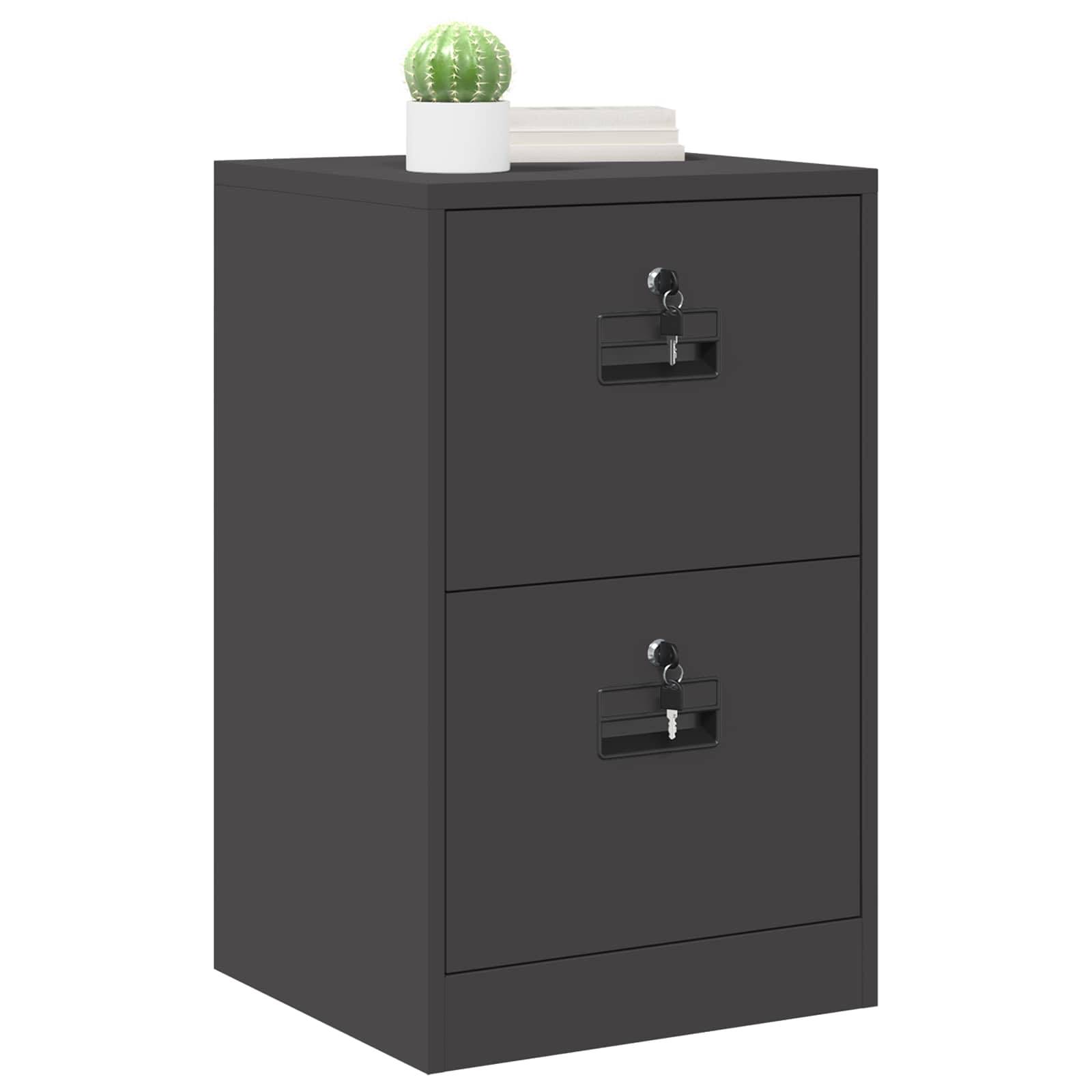 vidaXL Aktenschrank Schwarz 45,5 x 42 x 74,5 cm Kaltgewalzter Stahl