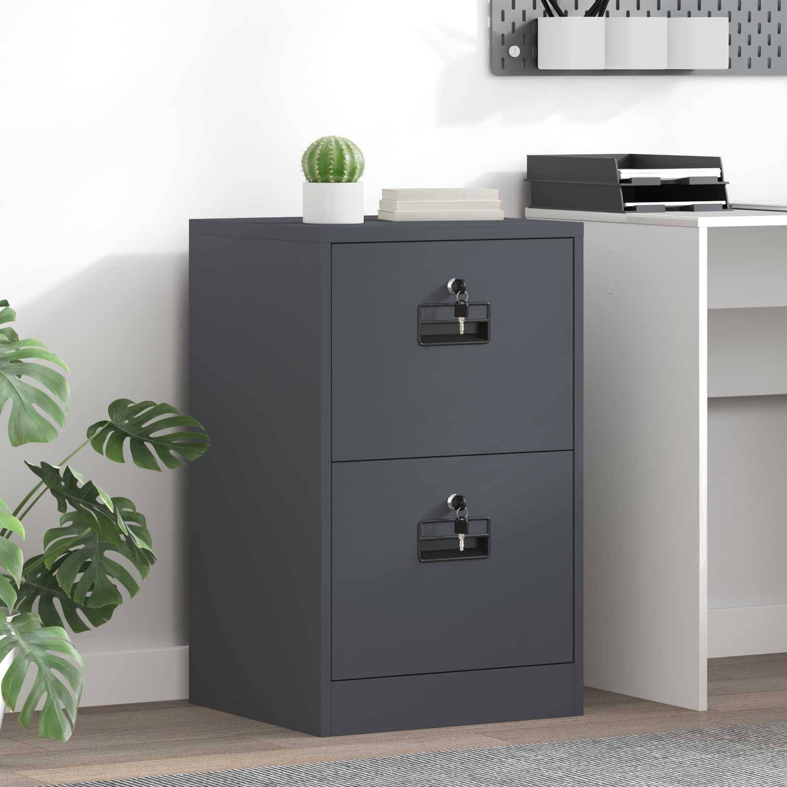 vidaXL Aktenschrank Anthrazit 45,5 x 42 x 74,5 cm Kaltgewalzter Stahl