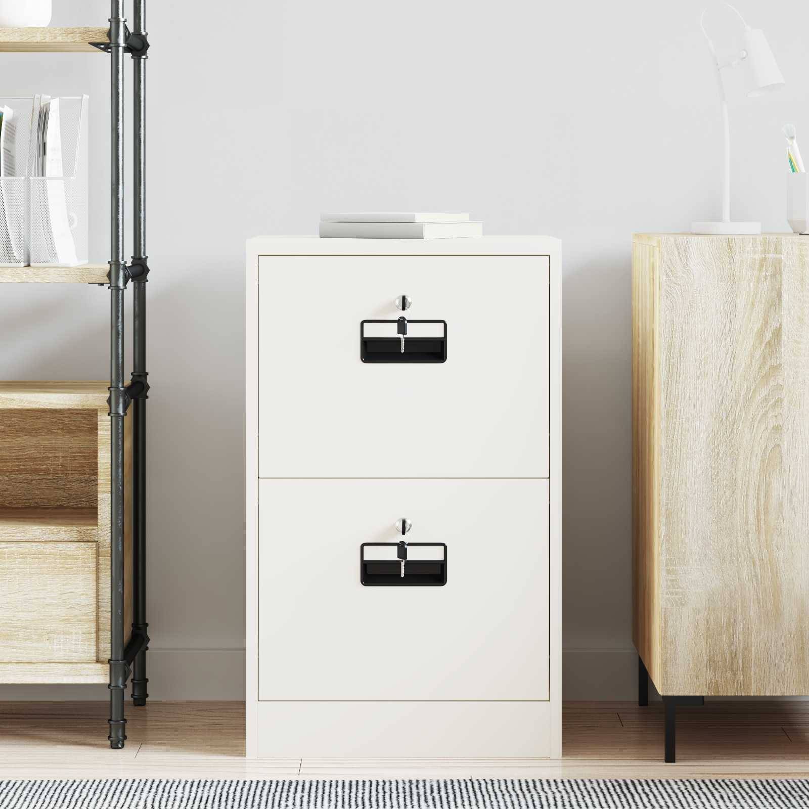 vidaXL Aktenschrank Weiß 45,5 x 42 x 74,5 cm Kaltgewalzter Stahl