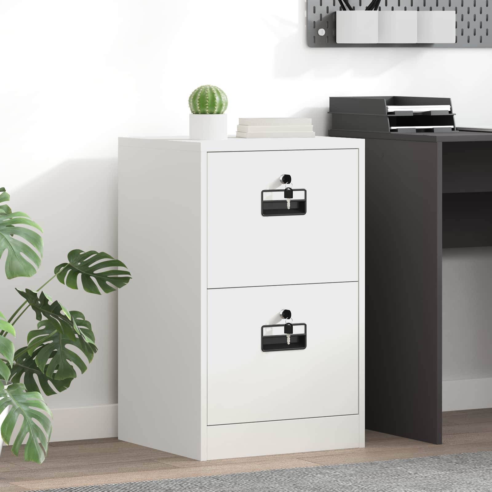 vidaXL Aktenschrank Weiß 45,5 x 42 x 74,5 cm Kaltgewalzter Stahl