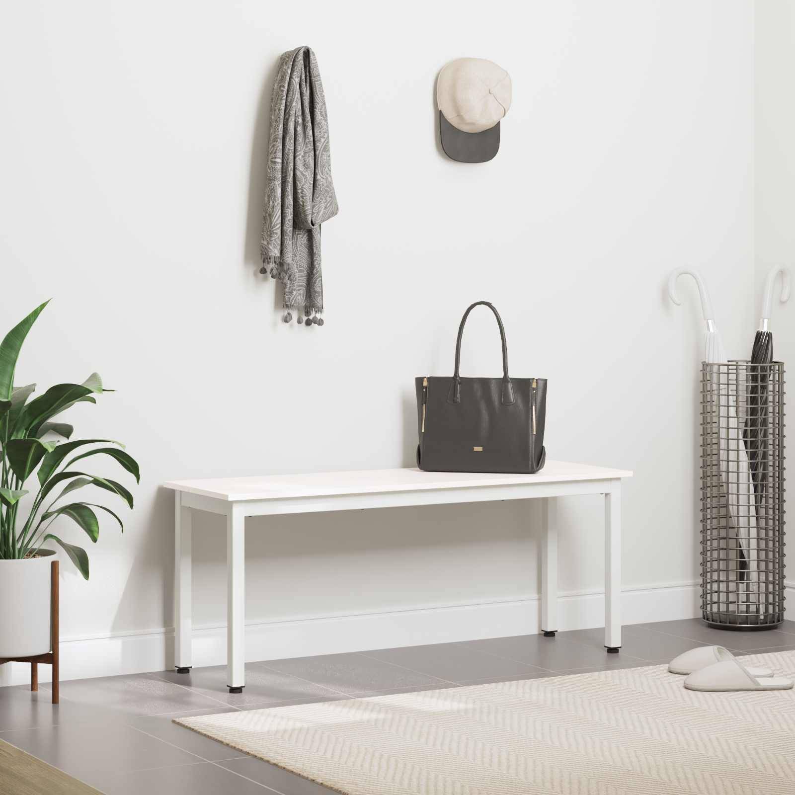 vidaXL Bank Weiß 110 x 35 x 45 cm Massives Kiefernholz