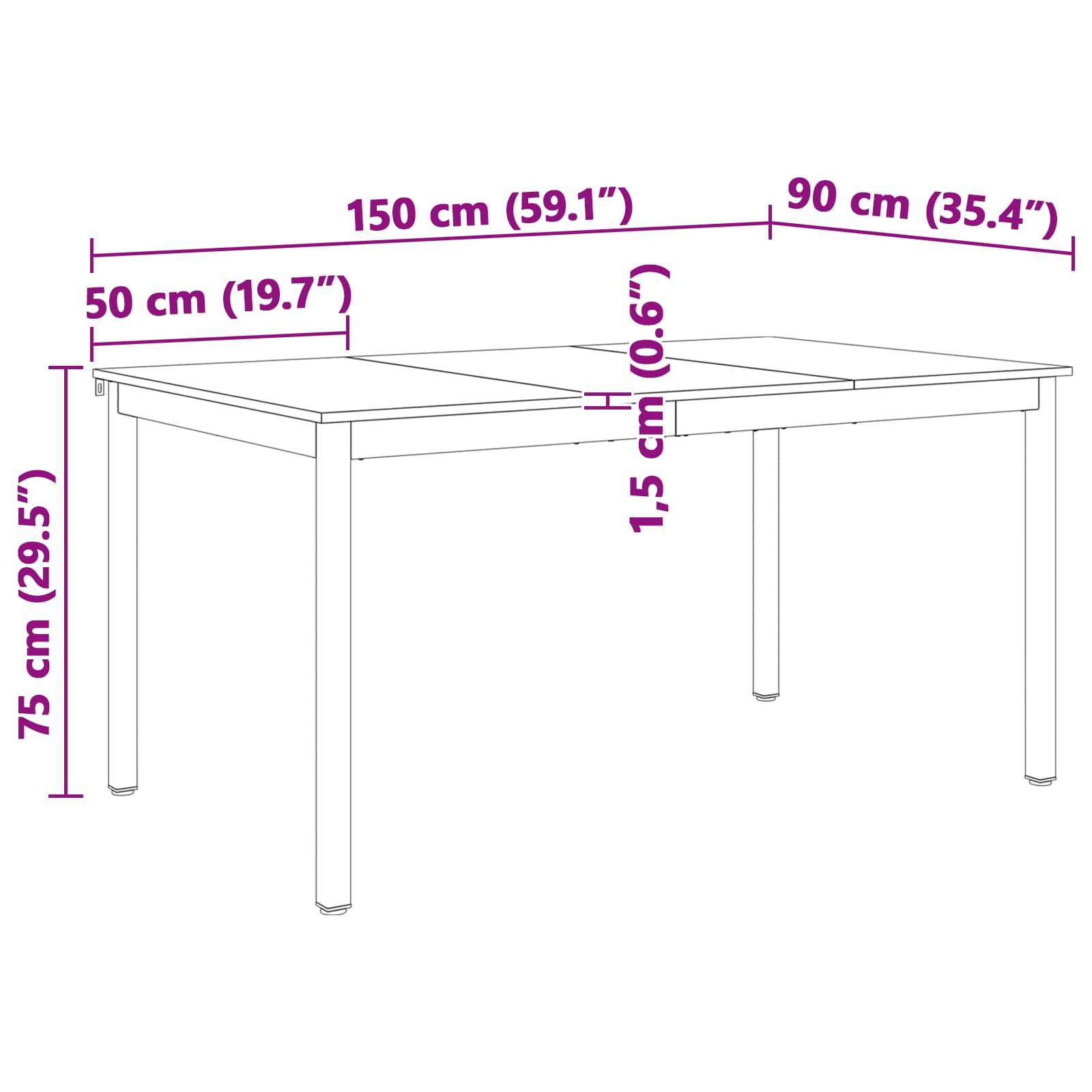 vidaXL Esstisch Weiß 150 x 90 x 75 cm Massives Kiefernholz