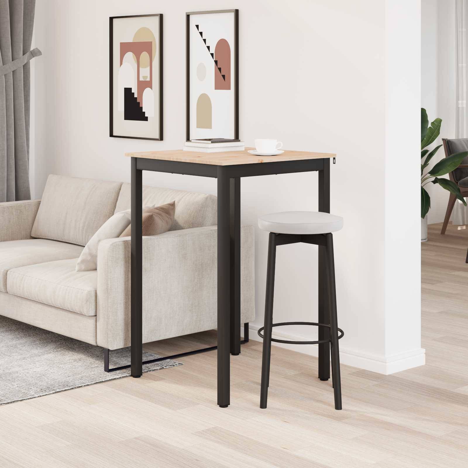 vidaXL Bartisch Natur 70 x 70 x 105 cm Massives Kiefernholz