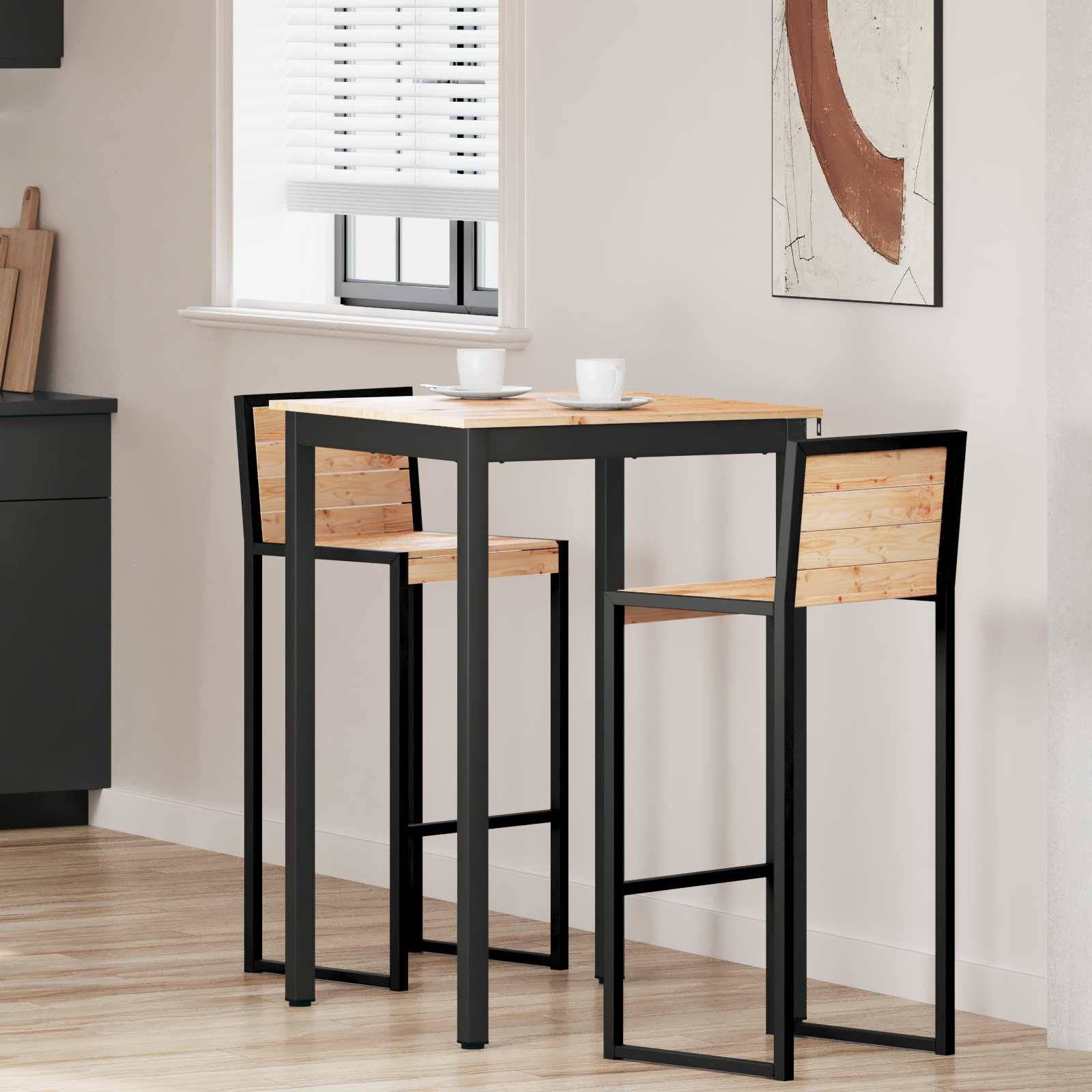 vidaXL Bartisch Natur 70 x 70 x 105 cm Massives Kiefernholz