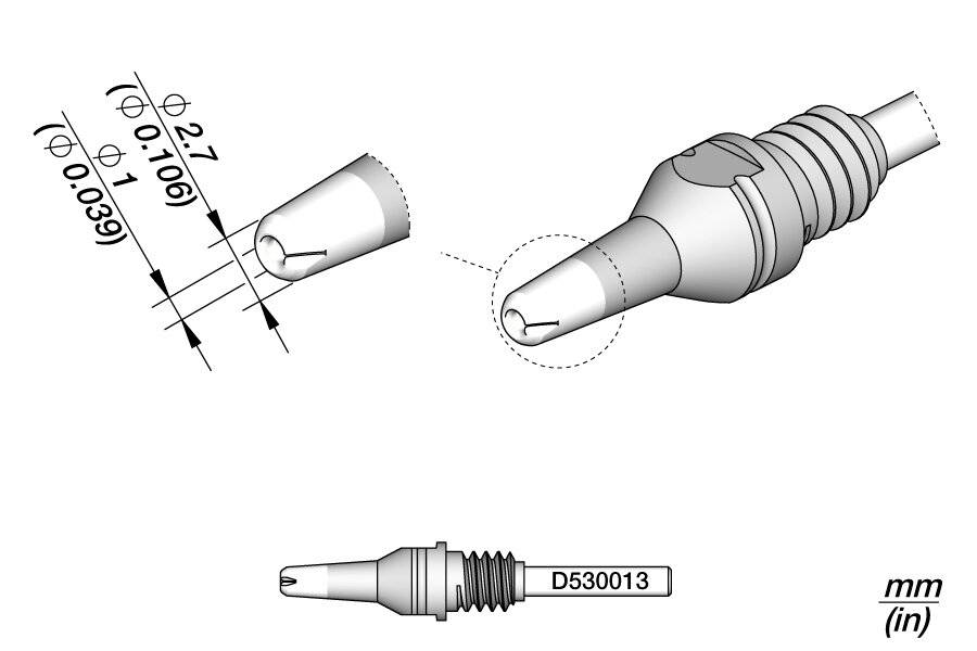 Entlötspitze für Pad-Reinigung, Ø 1 mm, S1, D530013
