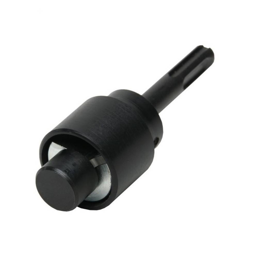 Ein schwarzer Bohreinsatz mit einem zylindrischen Körper und einer spitzen Spitze, der zum Bohren von Löchern in verschiedenen Materialien verwendet wird.