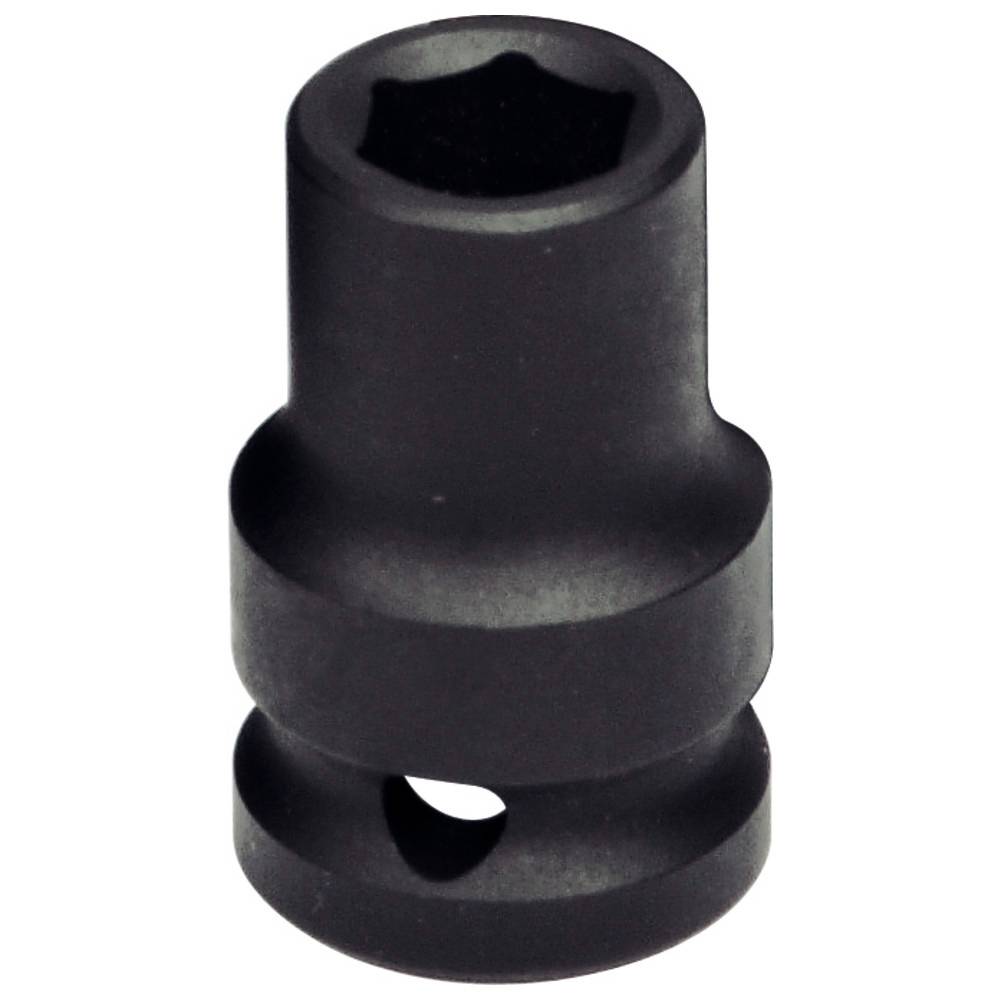 Eine schwarze, zylindrische Metallhülse mit sechseckiger Öffnung, die zum Anziehen oder Lösen von Muttern und Schrauben verwendet wird.