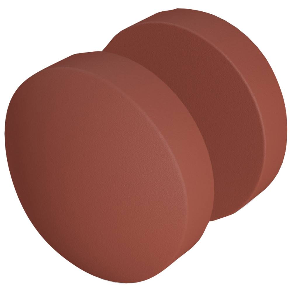 Eine braune, zylindrische Form mit abgerundeter Spitze und gerillter Mitte, die aus der Perspektive eines 3D-Modells einer stilisierten Schraube oder Mutter ähnelt.