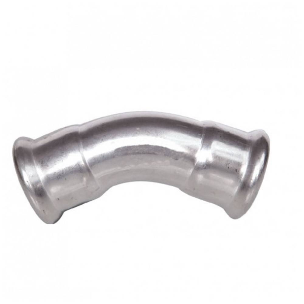 Aluminium-Rohrbogen, 90-Grad-Biegung, verwendet zur Lenkung des Fluidflusses in Sanitär- oder Industrieanlagen.