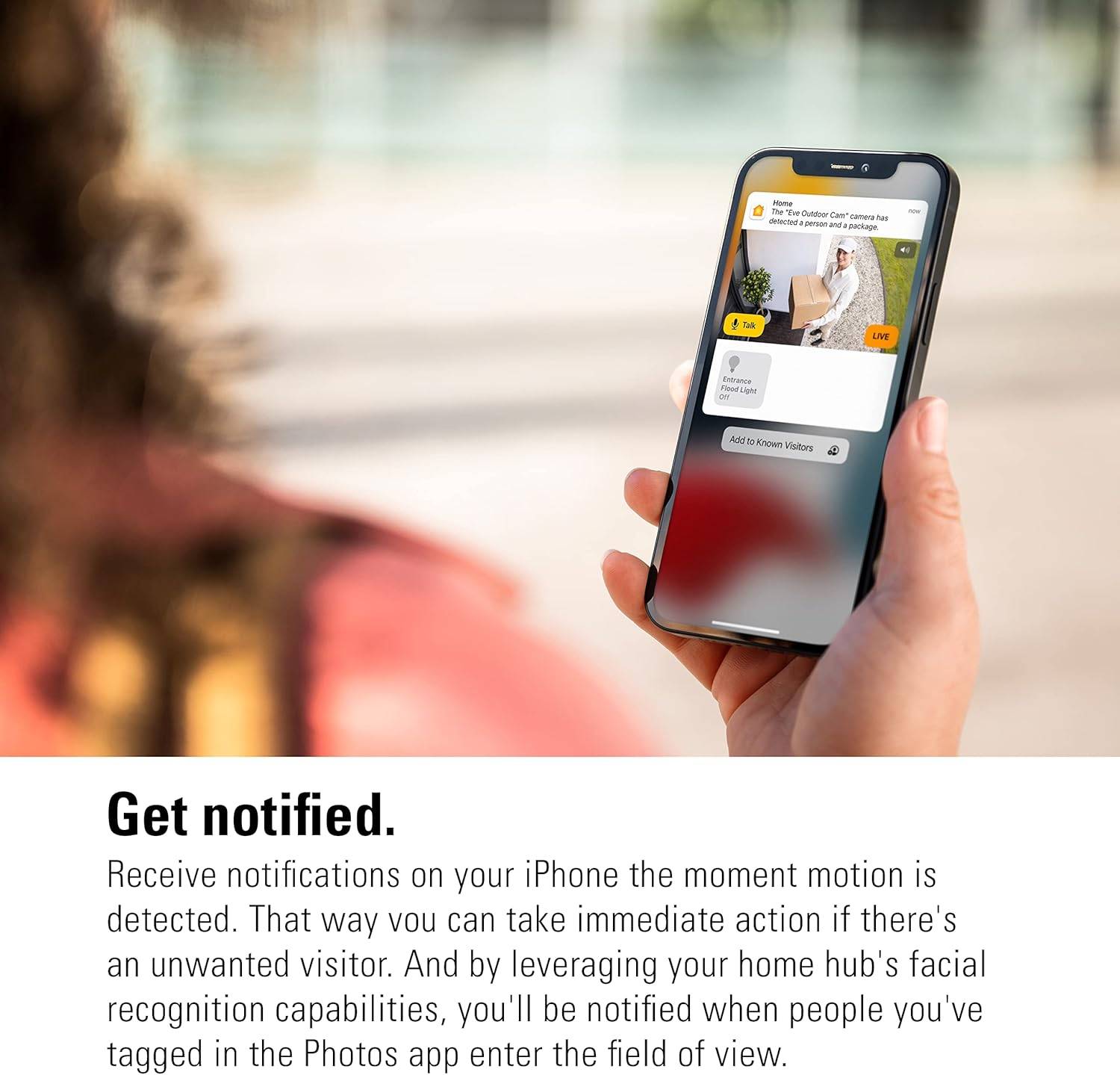 Eve Outdoor Cam weiß Überwachungskamera smart Flutlicht Bewegungsmelder