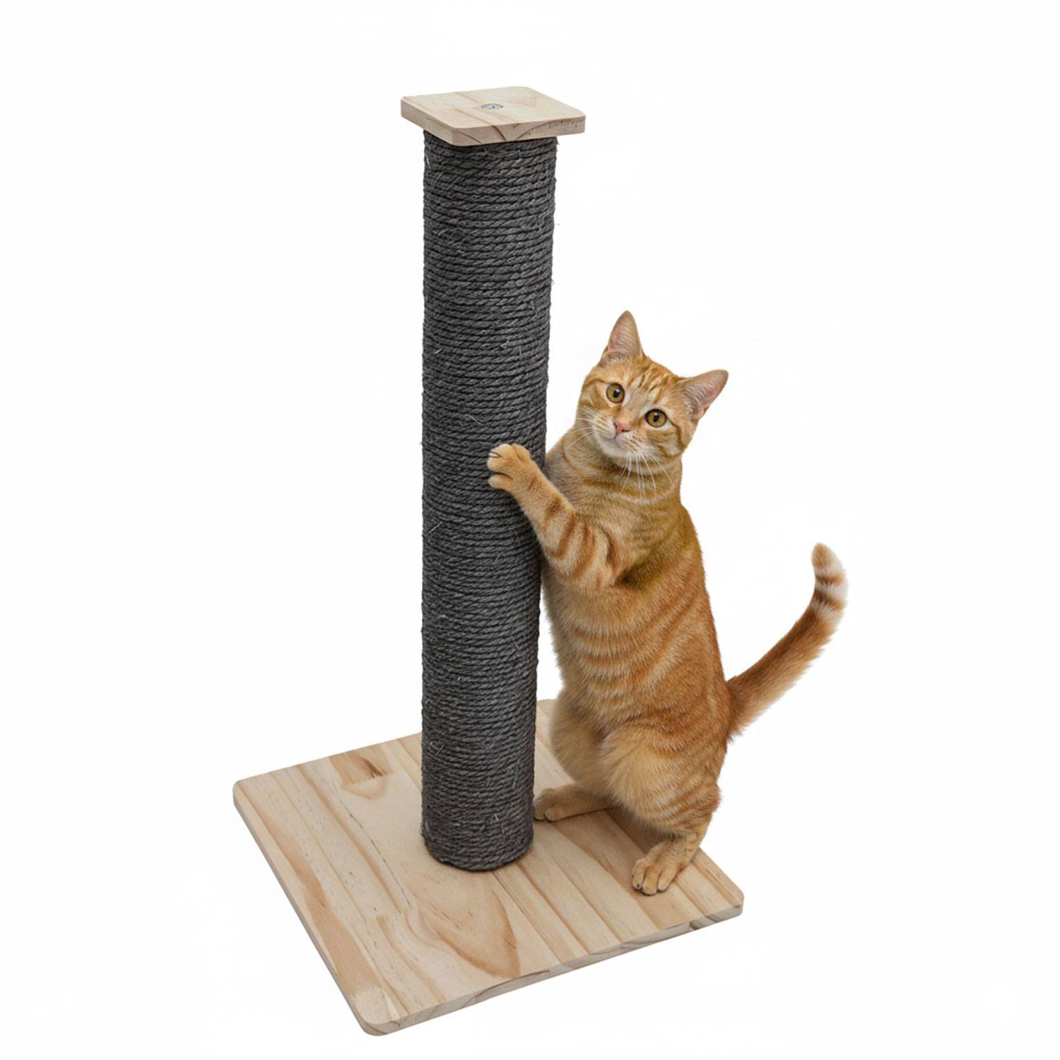 62cm Sisal Kratzsäule für Katzen mit Bambus Bodenplatte - Kratzbaum Klein Stabil