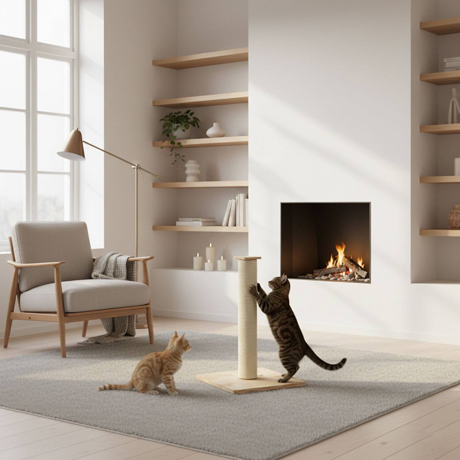 62cm Sisal Kratzsäule für Katzen mit Bambus Bodenplatte - Kratzbaum Klein Stabil