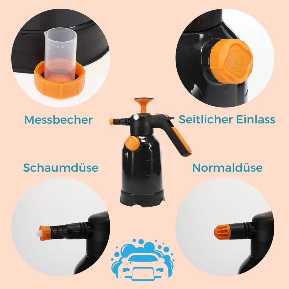 2er Set Schaumsprüher Auto 2in1 Drucksprüher 2 L Schaumpistole Autowäsche Schaumkanone Vorreiniger Auto Sprühflasche Pumpflasche Pumpsprüher Foam
