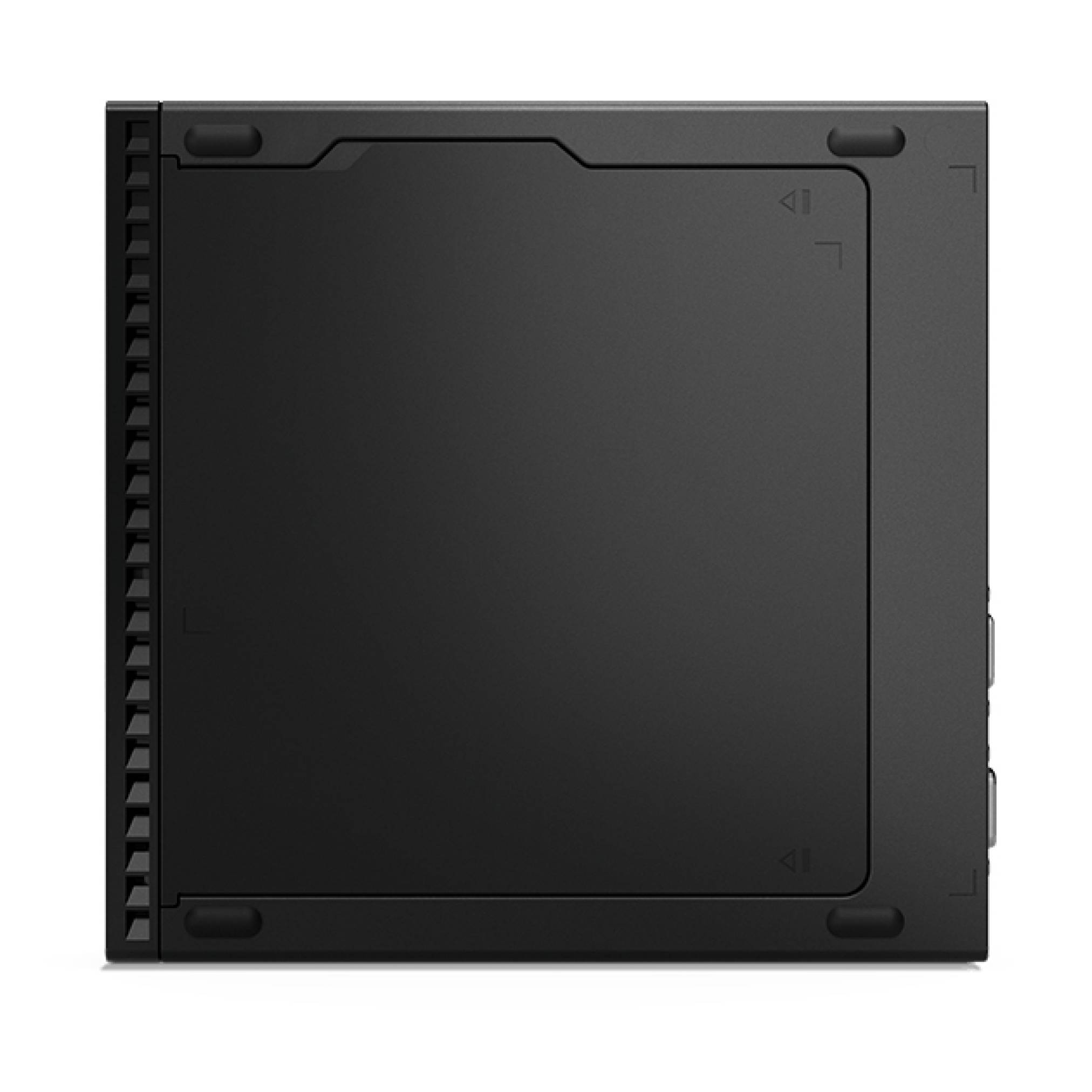 Schwarzes rechteckiges elektronisches Geräte-Modul mit belüfteter linker Kante und seitlichen Anschlüssen, isoliert auf hellem Hintergrund dargestellt.