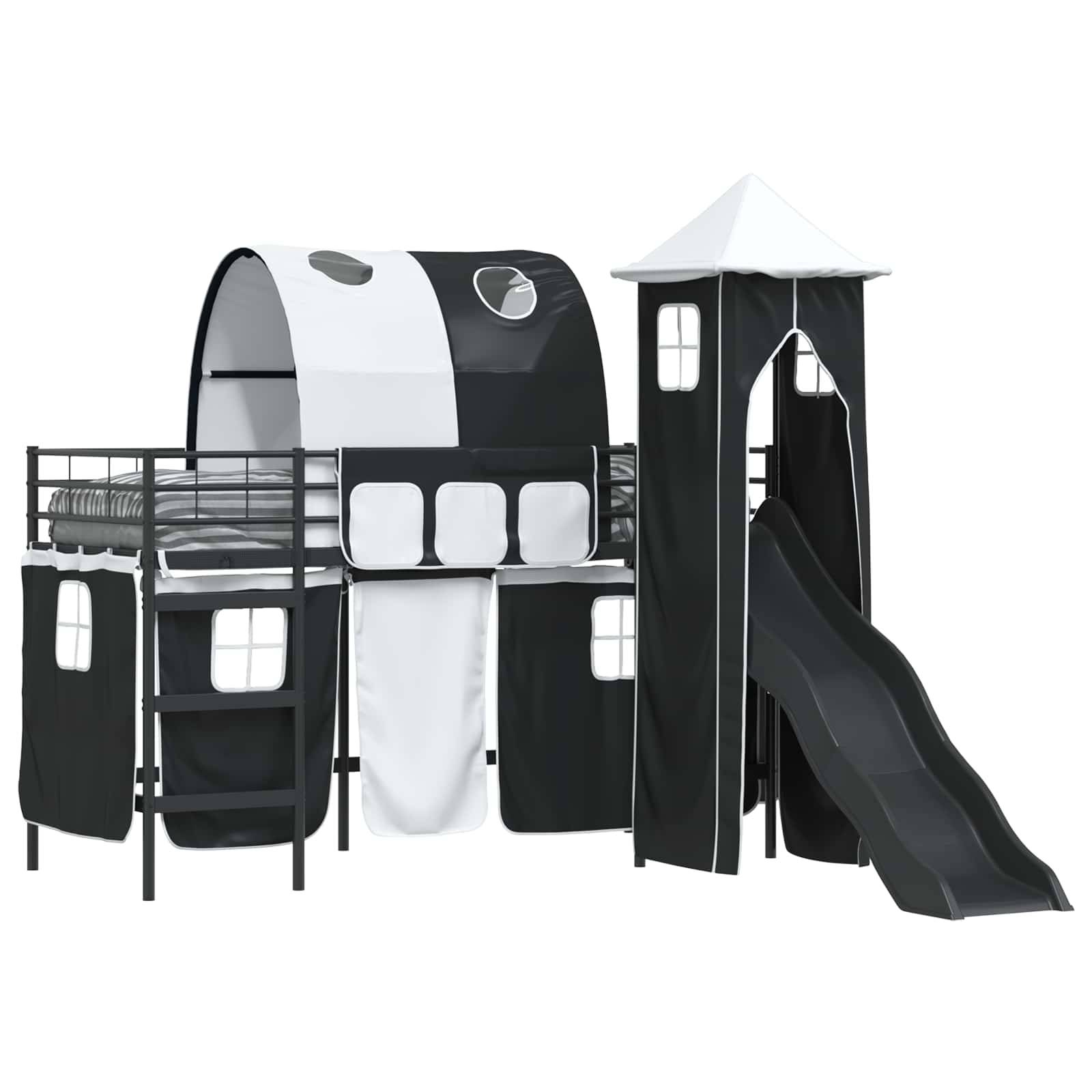 vidaXL Kinderloftbett Uni Schwarz 90 x 190 cm Metall