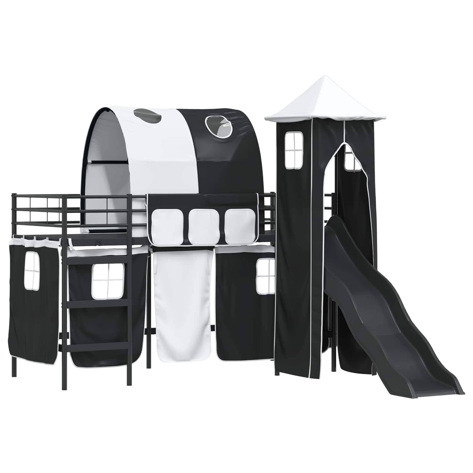 vidaXL Kinderloftbett Uni Schwarz 90 x 190 cm Metall