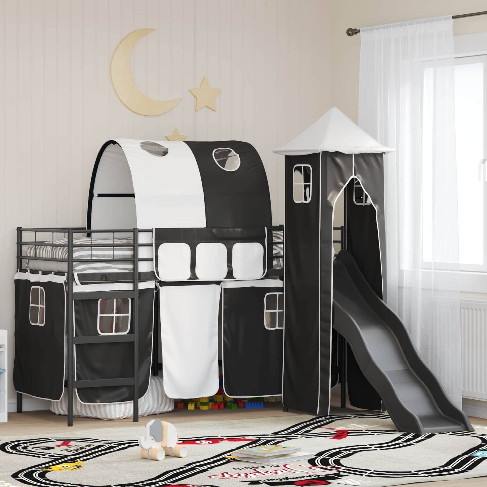 vidaXL Kinderloftbett Uni Schwarz 90 x 190 cm Metall