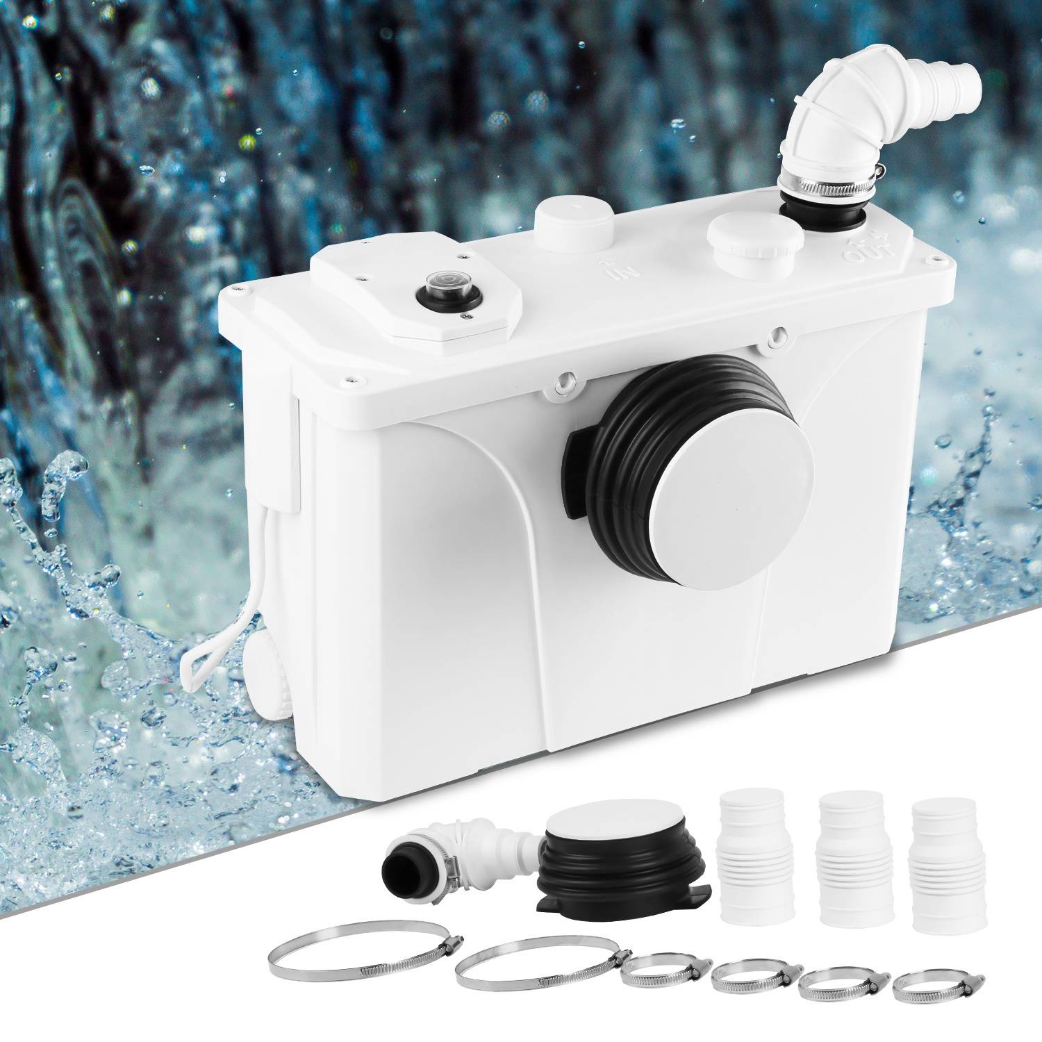 700W Hebeanlage Fäkalienpumpe Sanitär Schmutzwasserpumpe mit Zerkleinerer und Kohlefilter für WC, Dusche, Waschbecken, Bis 190L/min Abwasserentsorg