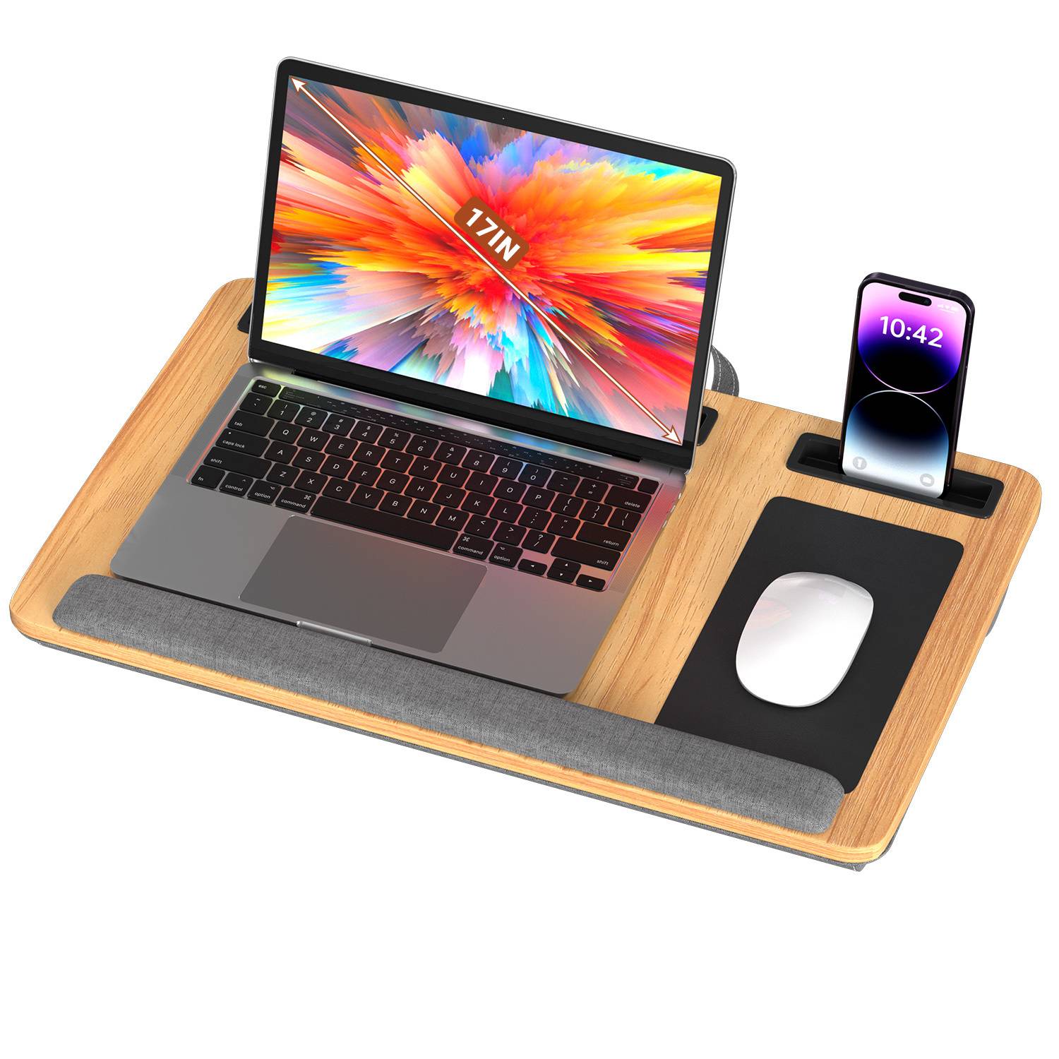 Laptoptisch, Laptopkissen mit Card Slot Design, Tragbare Laptop-Ständer, Notebook Knietablett, mit Mauspad, mit Griff