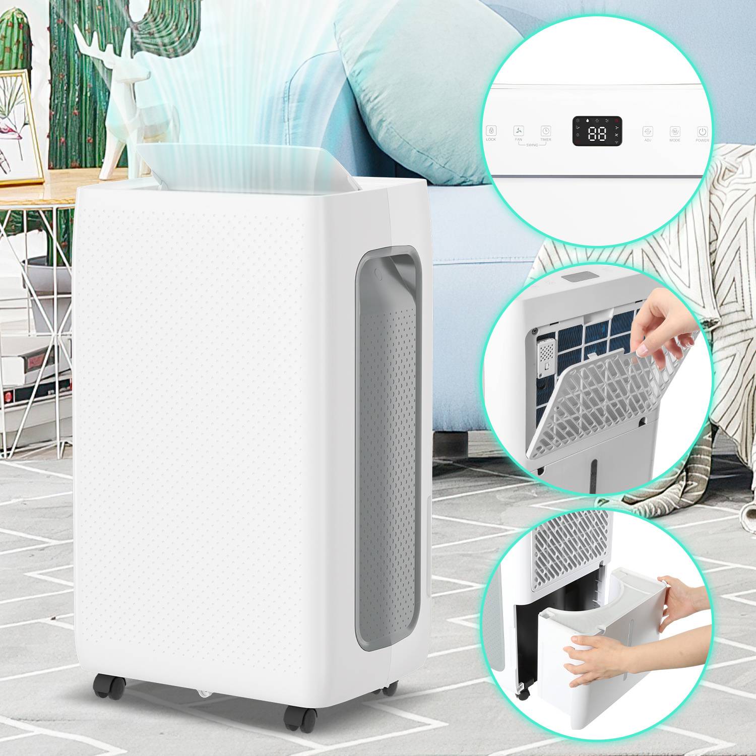 Luftentfeuchter elektrisch 20-30m² 26L/Tag LED-Display 24-Std-Timer Raumentfeuchter Bad Wohnung Luftreiniger