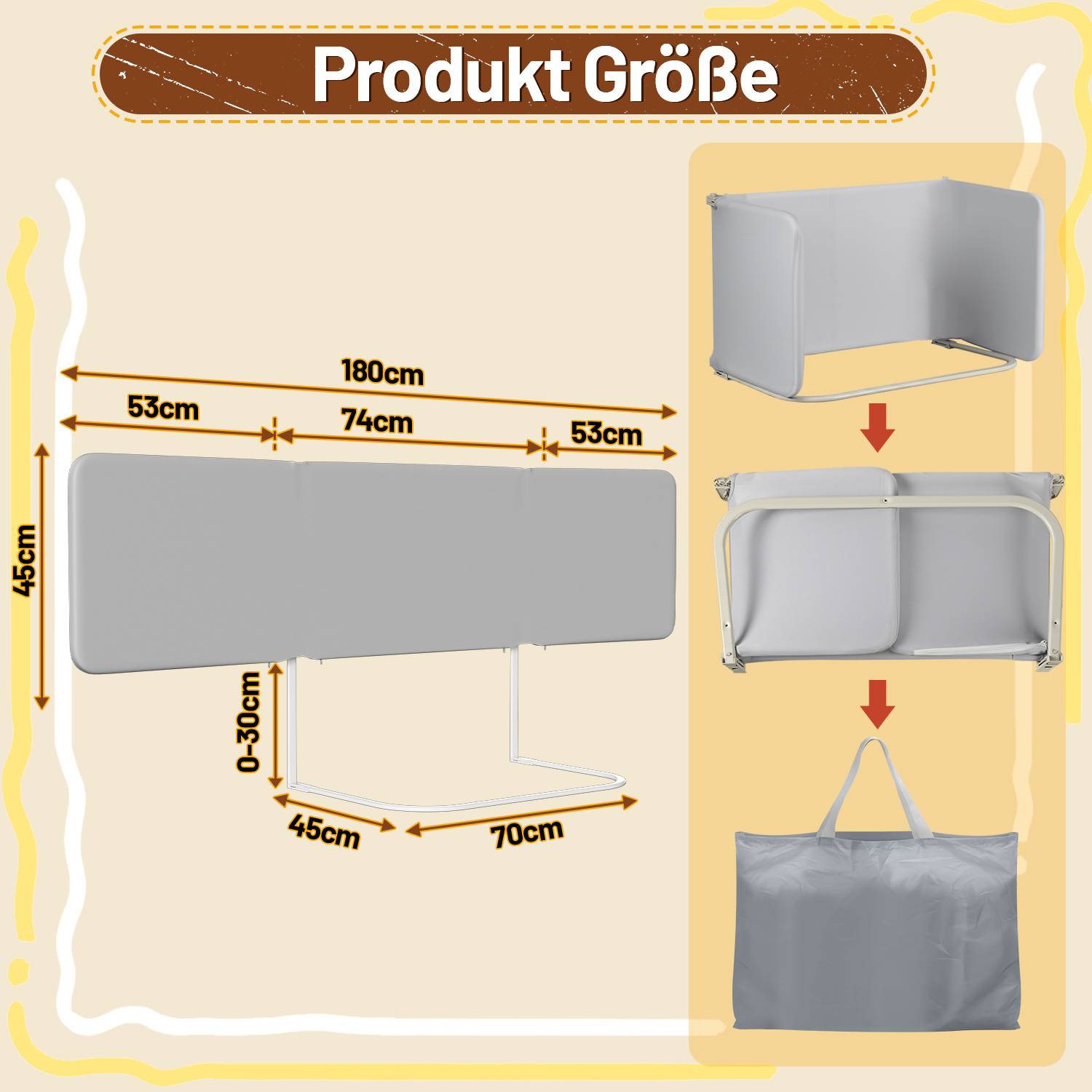 2x Bettschutzgitter Bettgitter Kinderbettgitter 180cm Grau Faltbar mit 2 Befestigungsbändern und Aufbewahrungsbeutel Höhenverstellbar Rausfallschutz