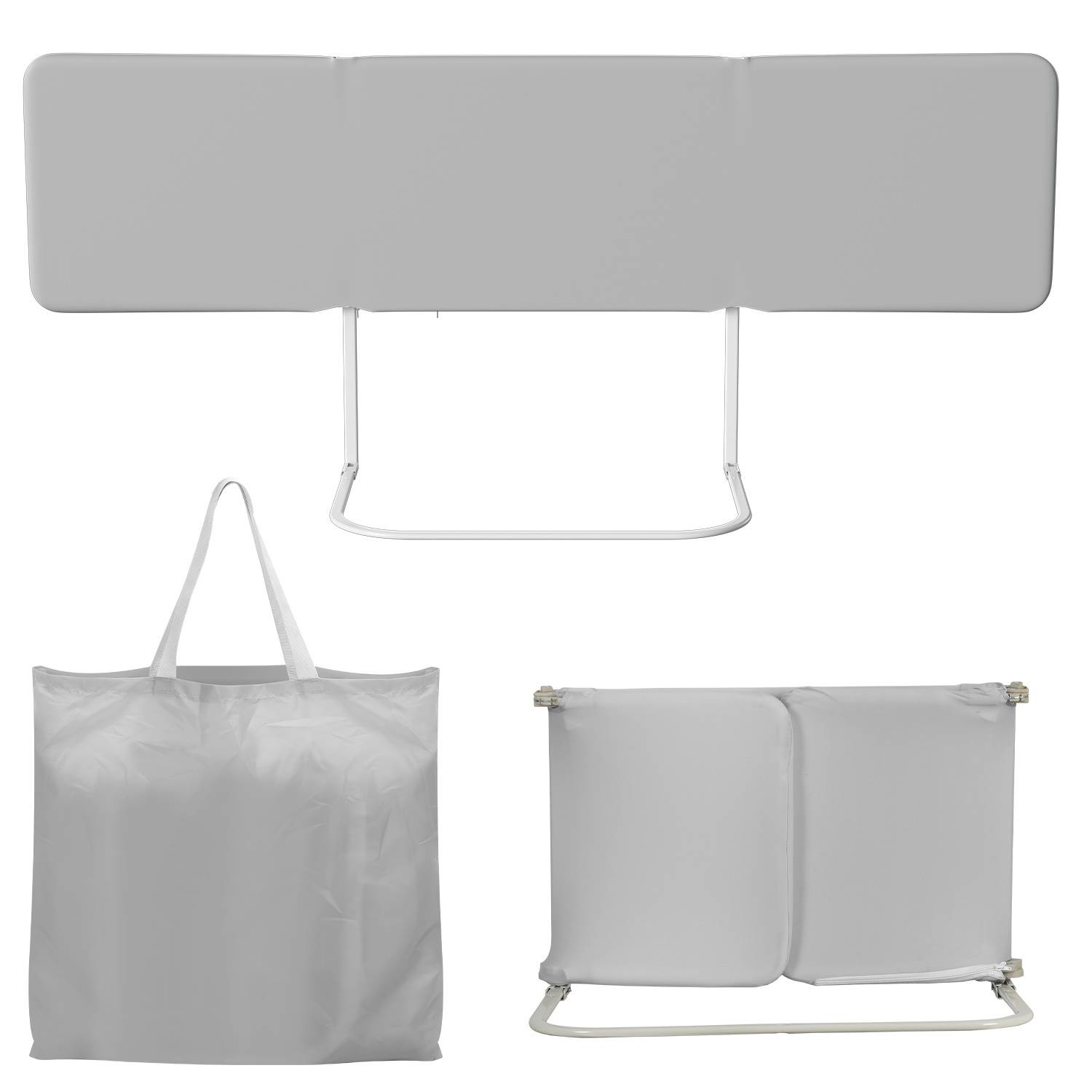 2x Bettschutzgitter Bettgitter Kinderbettgitter 180cm Grau Faltbar mit 2 Befestigungsbändern und Aufbewahrungsbeutel Höhenverstellbar Rausfallschutz