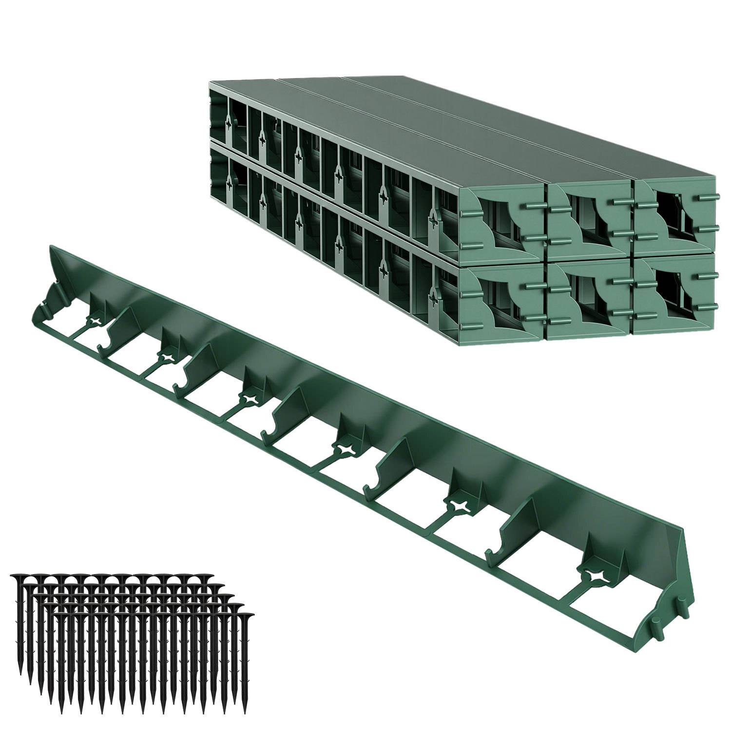 48m Flexible Rasenkante aus Kunststoff zur Verankerung Beetumrandung Beeteinfassungen Mähkante Pflasterkante Grün mit 200 Erdanker