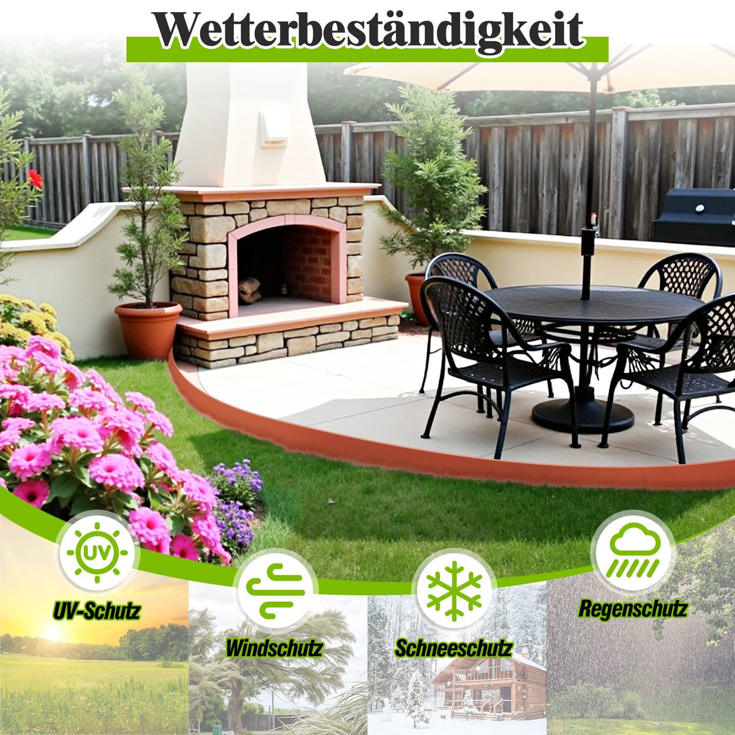 60m Flexible Rasenkante aus Kunststoff zur Verankerung Beetumrandung Beeteinfassungen Mähkante Pflasterkante Braun mit 250 Erdanker