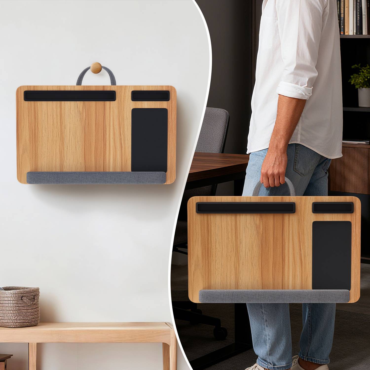 Laptoptisch, Laptopkissen mit Card Slot Design, Tragbare Laptop-Ständer, Notebook Knietablett, mit Mauspad, mit Griff