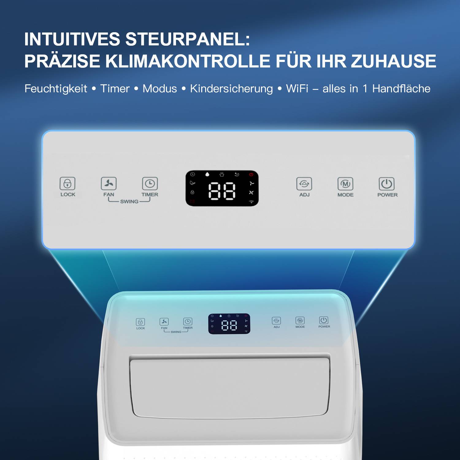 Luftentfeuchter 26L/24h, Raumgröße ca. 25 m², 420 W, 4,3l Wassertank, Wifi Smart Home App, Ablaufschlauch, Timer