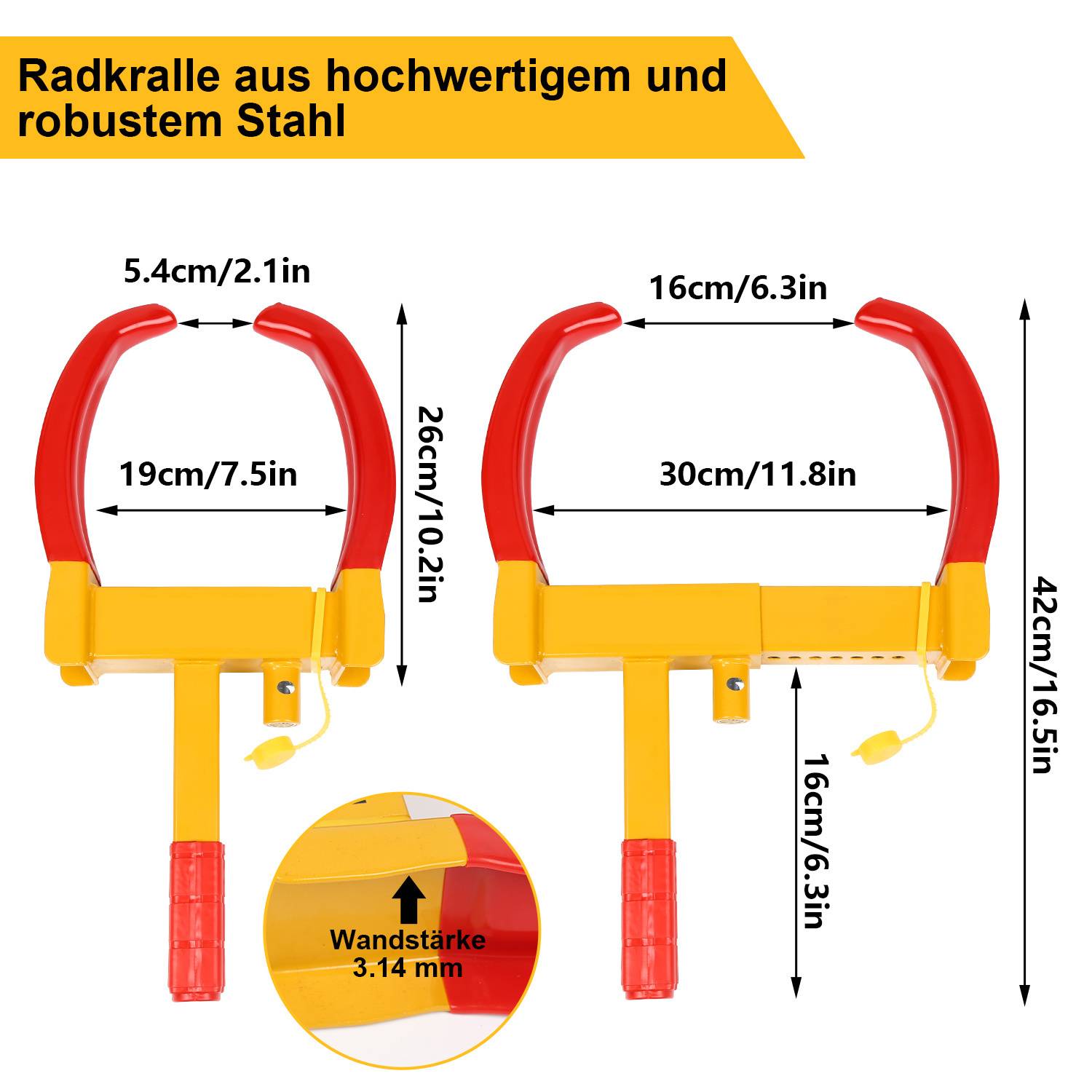 Wegfahrsperre Auto Stahl PKW Wohnwagen Anhänger Reifenkralle Diebstahlsicherung