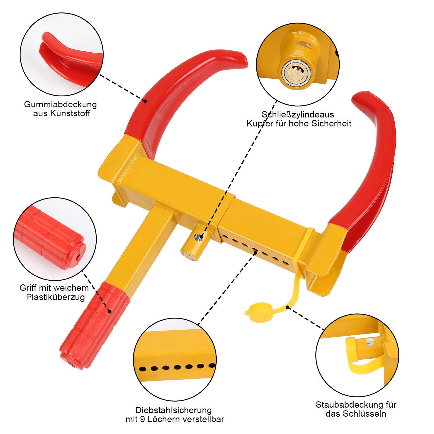 Wegfahrsperre Auto Stahl PKW Wohnwagen Anhänger Reifenkralle Diebstahlsicherung