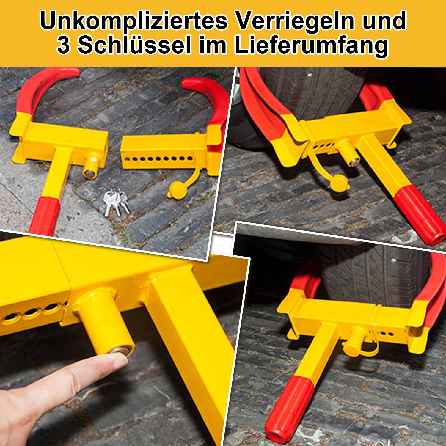 Wegfahrsperre Auto Stahl PKW Wohnwagen Anhänger Reifenkralle Diebstahlsicherung