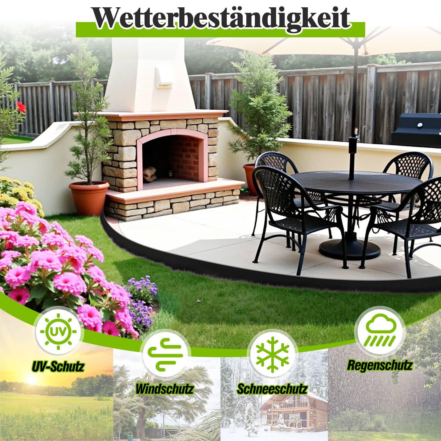 60m Flexible Rasenkante aus Kunststoff zur Verankerung Beetumrandung Beeteinfassungen Mähkante Pflasterkante Schwarz mit 250 Erdanker