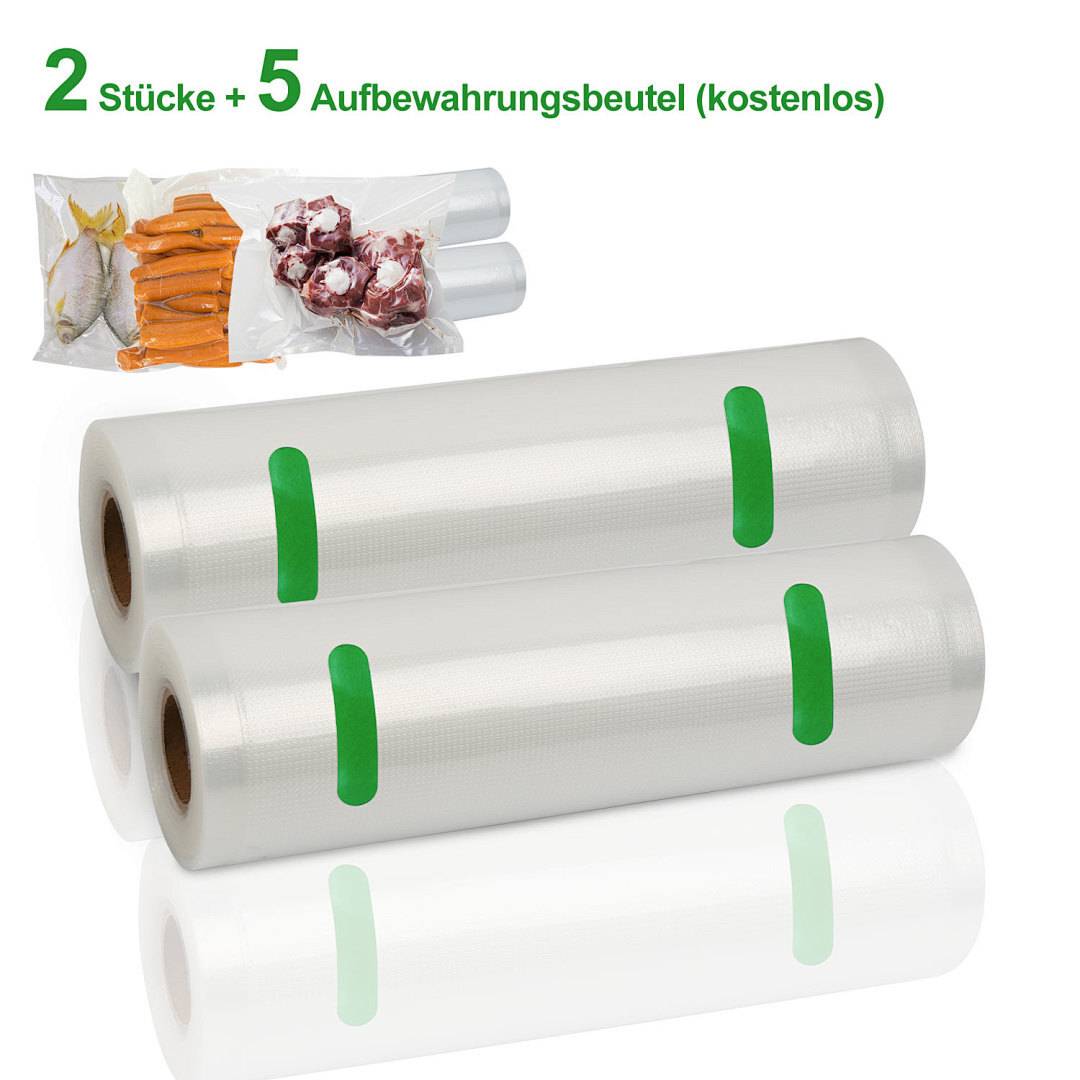 2 Stück 20 x 600cm Vakuumrollen strukturiertreißfest lebensmittelecht Enthält 5 Frischebeutel（20*30cm）