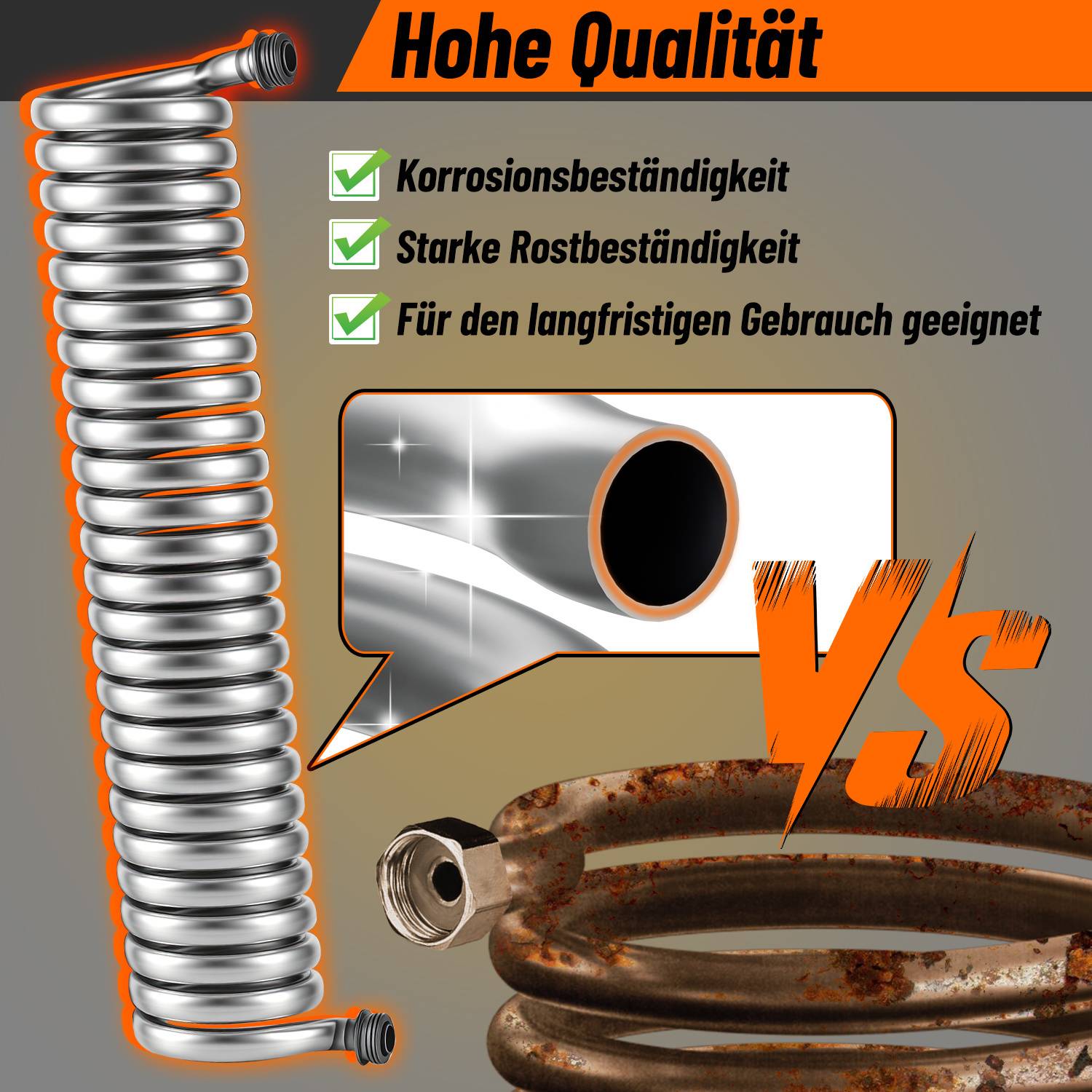 Kaminofenrohr mit Edelstahl-Heizspirale, Ø15 cm, 52,5 cm Höhe, für Warmwasser und Heizungsunterstützung
